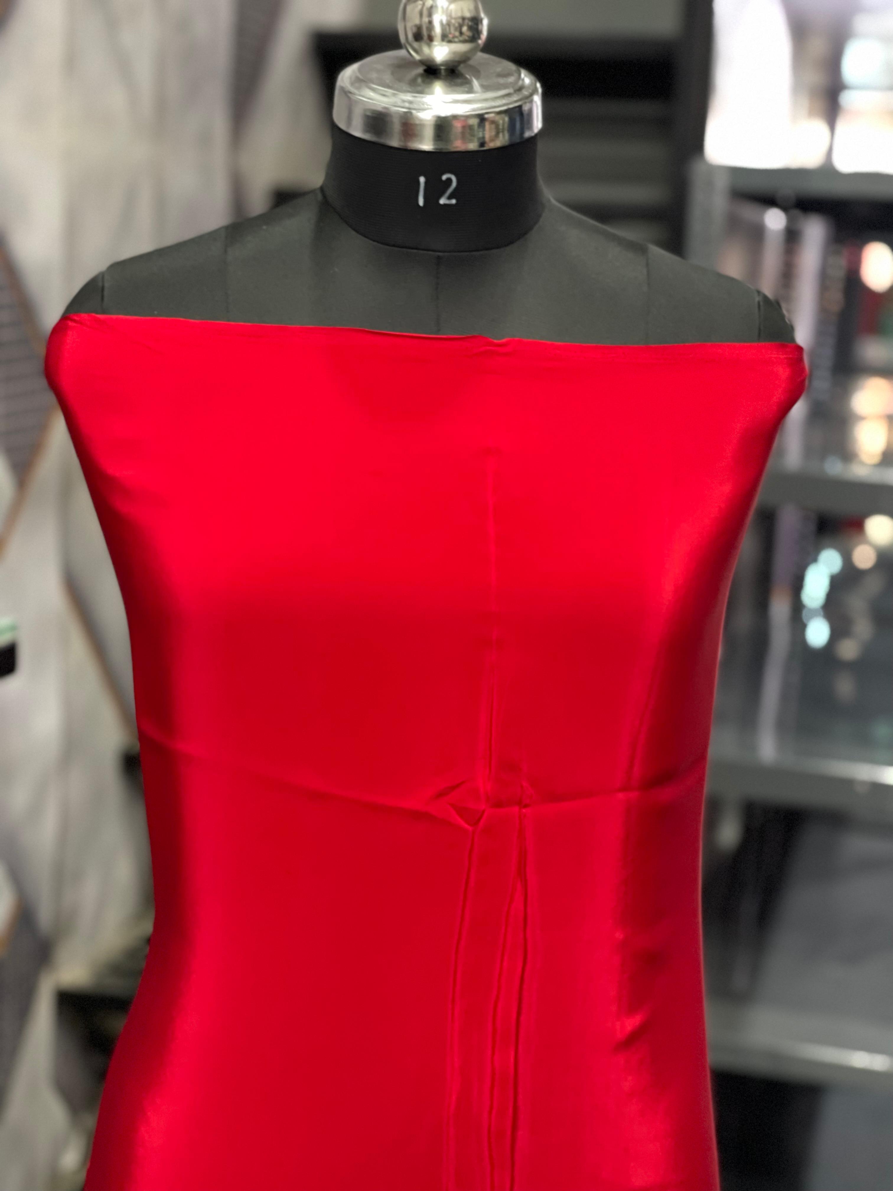 AC081 | Red Satin Fabric | Creape Stuff | Daily | Jaggo | Casucal | Festivel