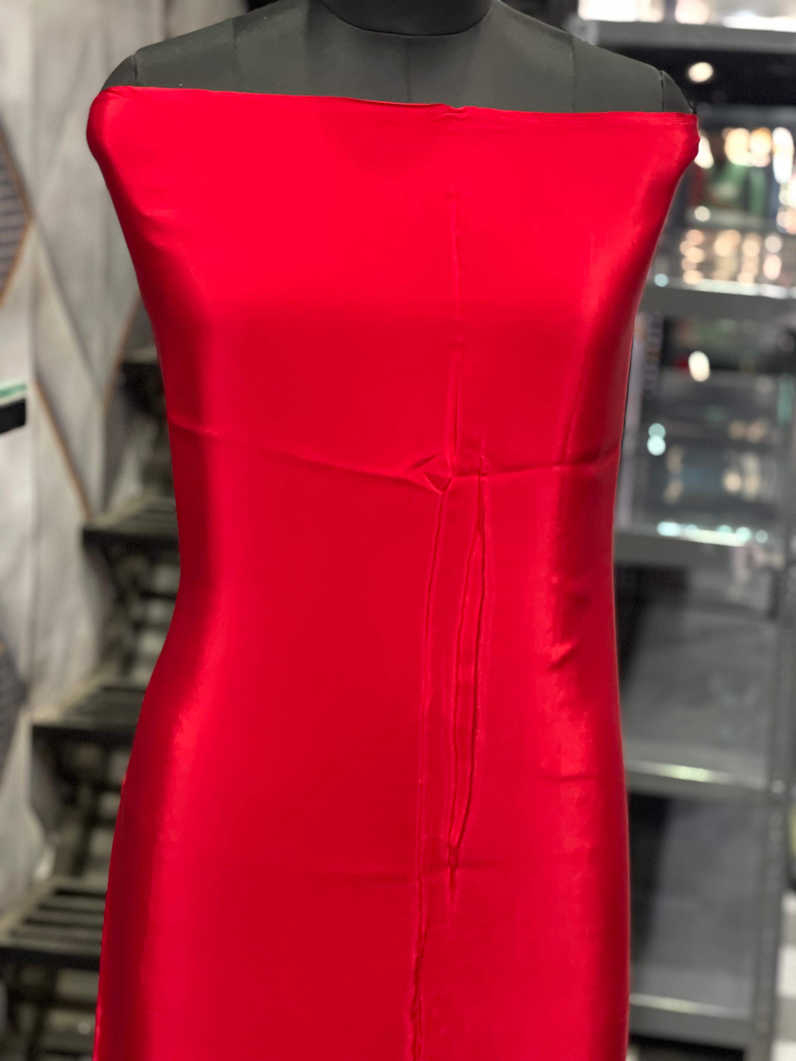 AC081 | Red Satin Fabric | Creape Stuff | Daily | Jaggo | Casucal | Festivel