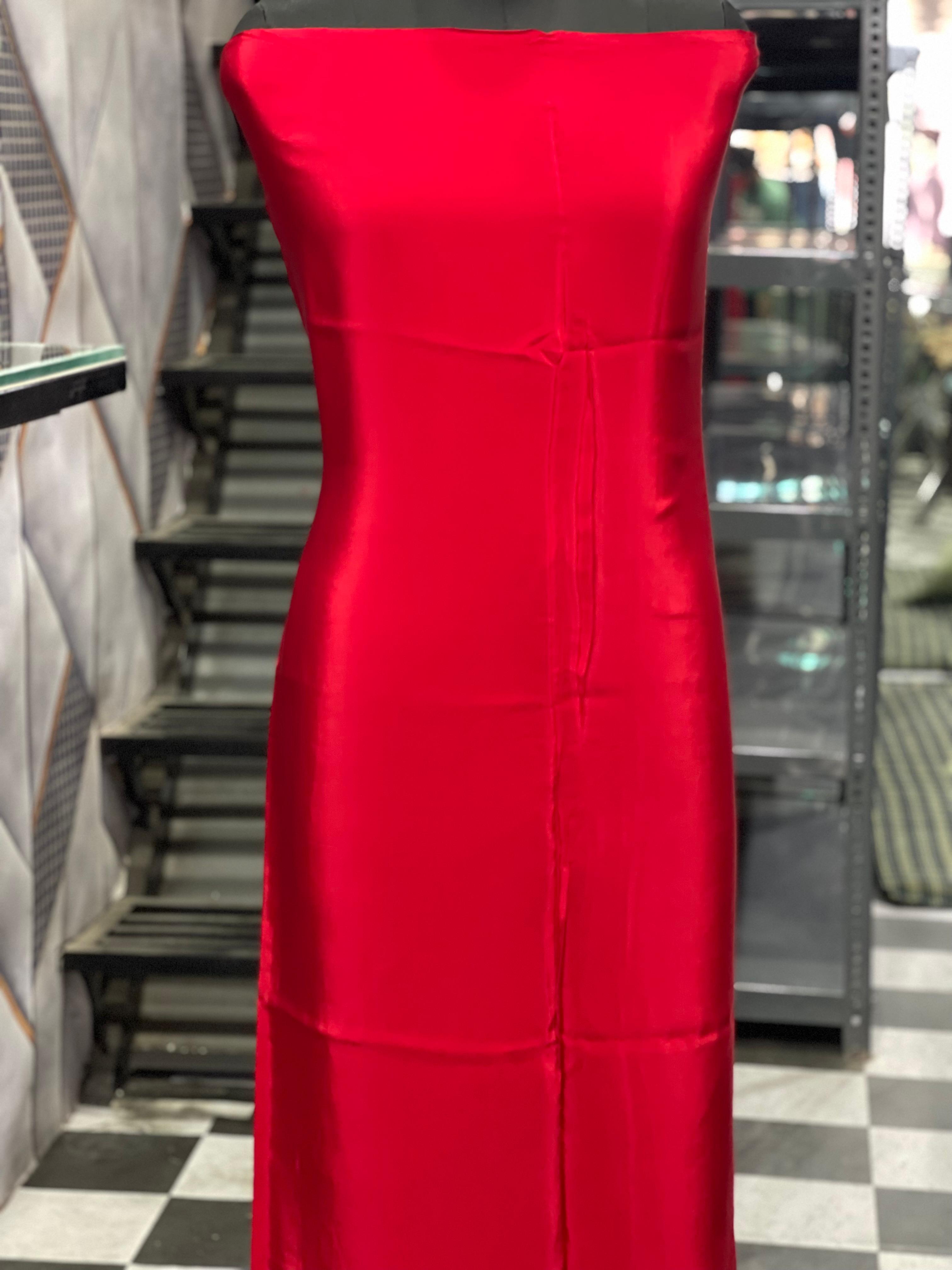 AC081 | Red Satin Fabric | Creape Stuff | Daily | Jaggo | Casucal | Festivel