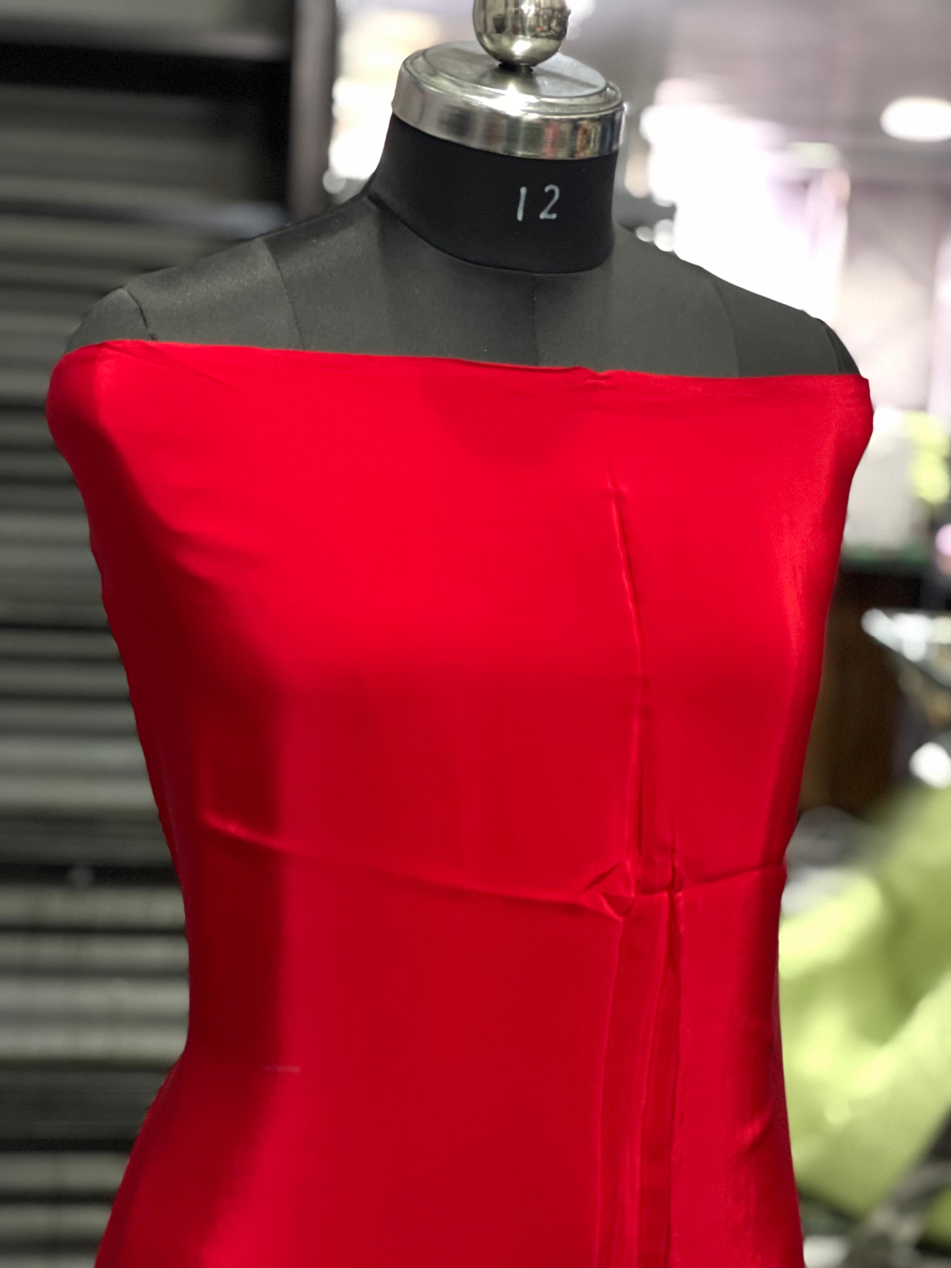 AC081 | Red Satin Fabric | Creape Stuff | Daily | Jaggo | Casucal | Festivel