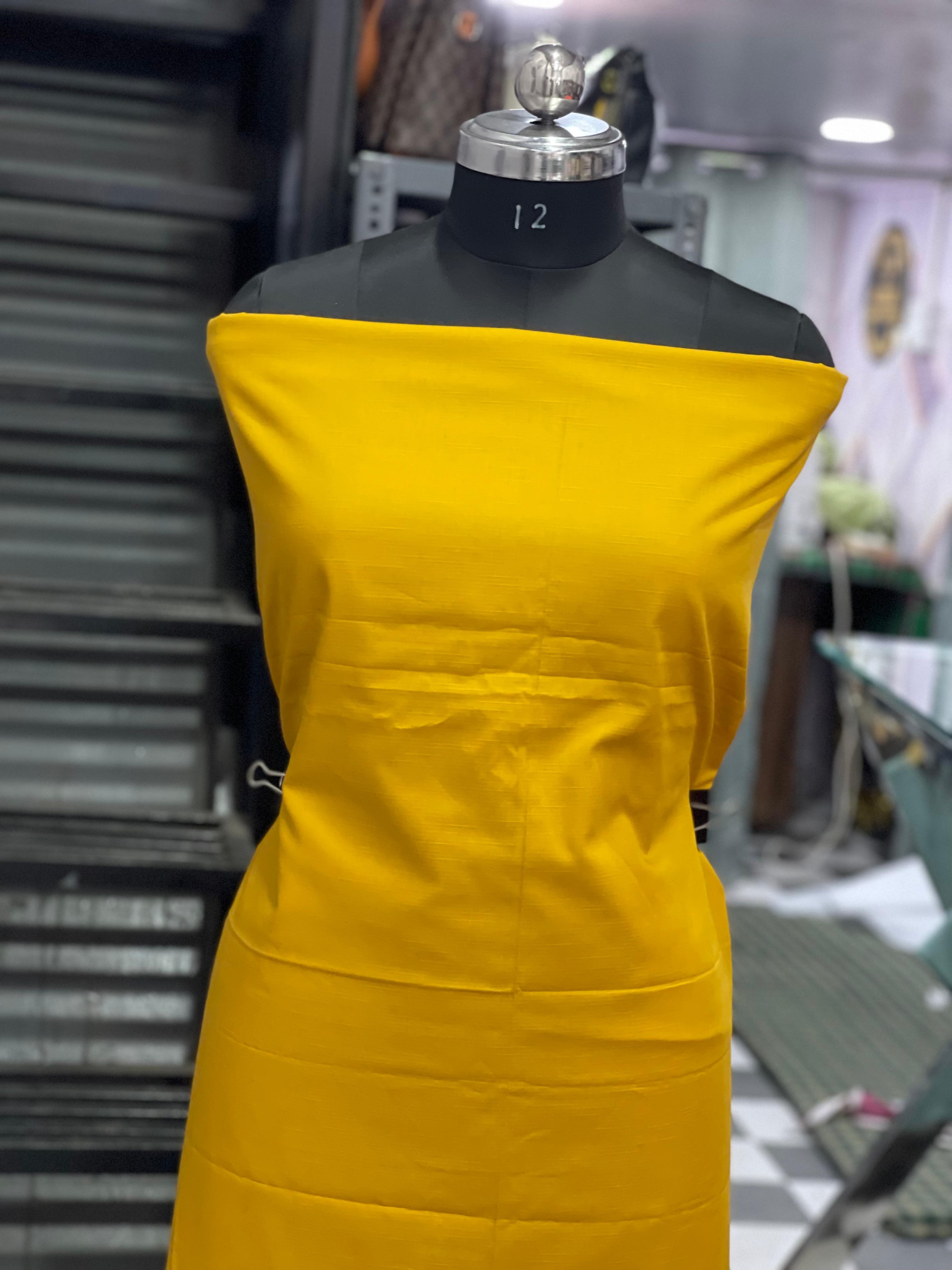  AC063 | Bright Yellow Fabric  | Cotton Stuff | Jaggo | Daily Bases | Casual Suit