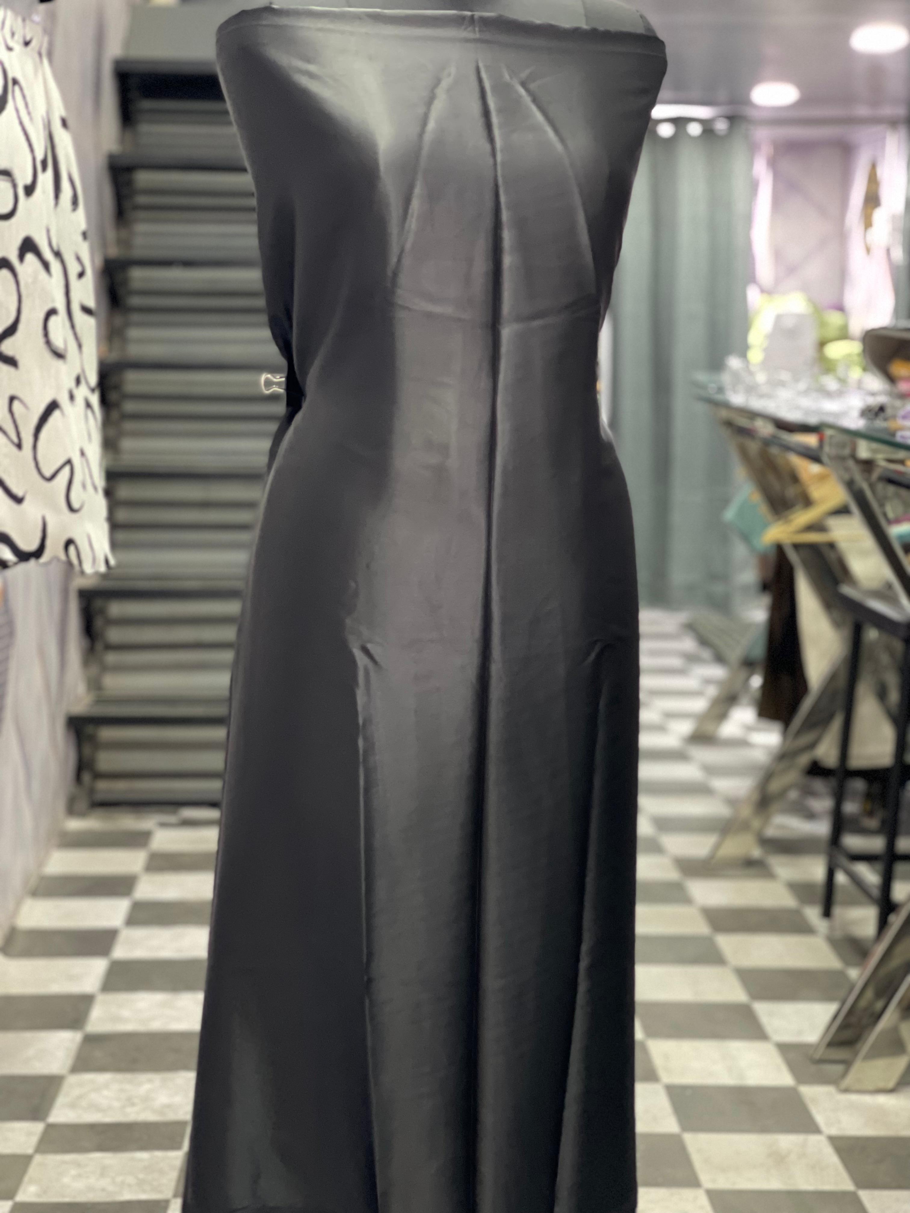  AC064 | Black Satin Fabric | Creape Stuff | Daily | Jaggo | Casual Bases