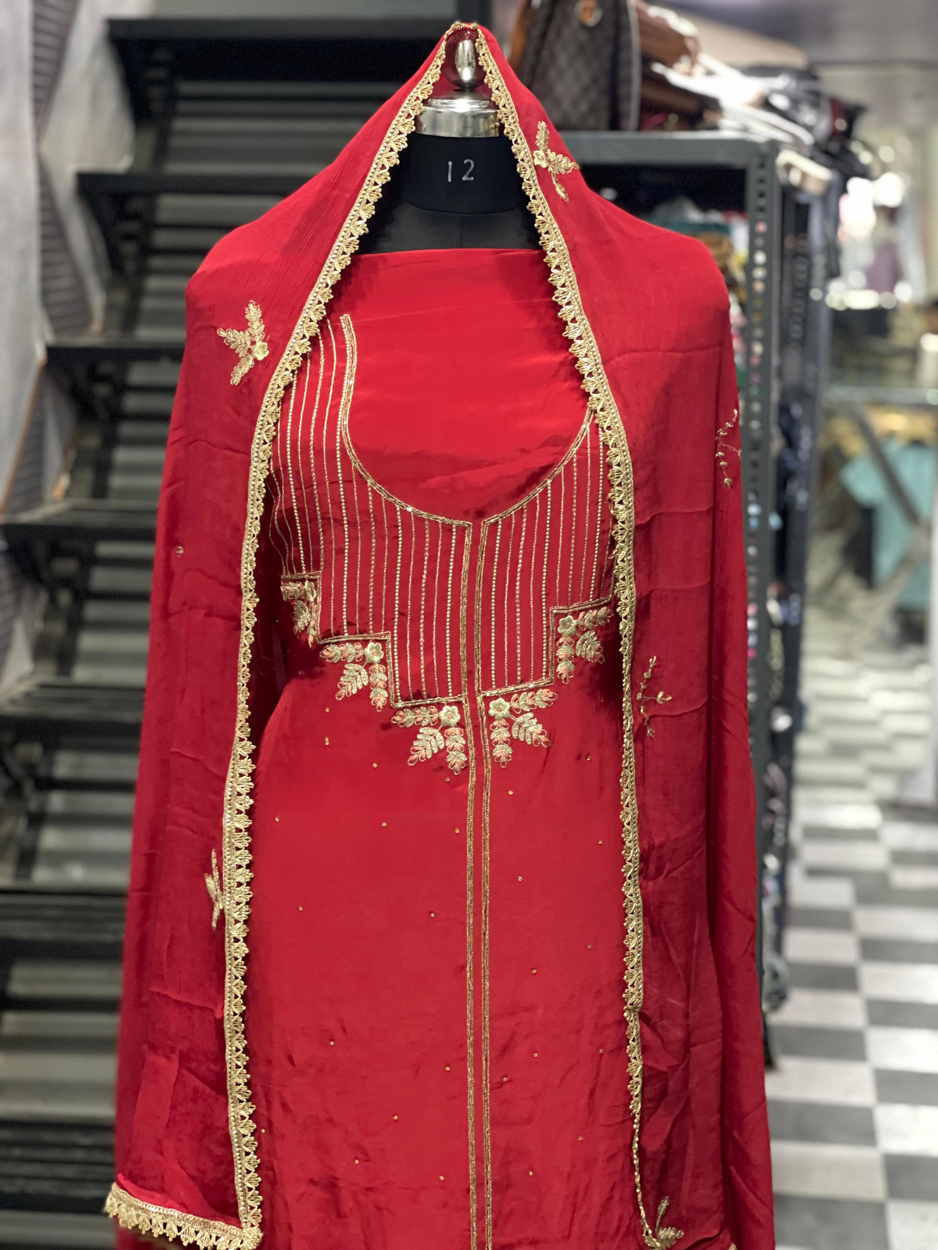 AC113 | Mehroon Suit | Creape Stuff | Hand Work | Jaggo | Party Wear | Festivel | Ring Ceremony