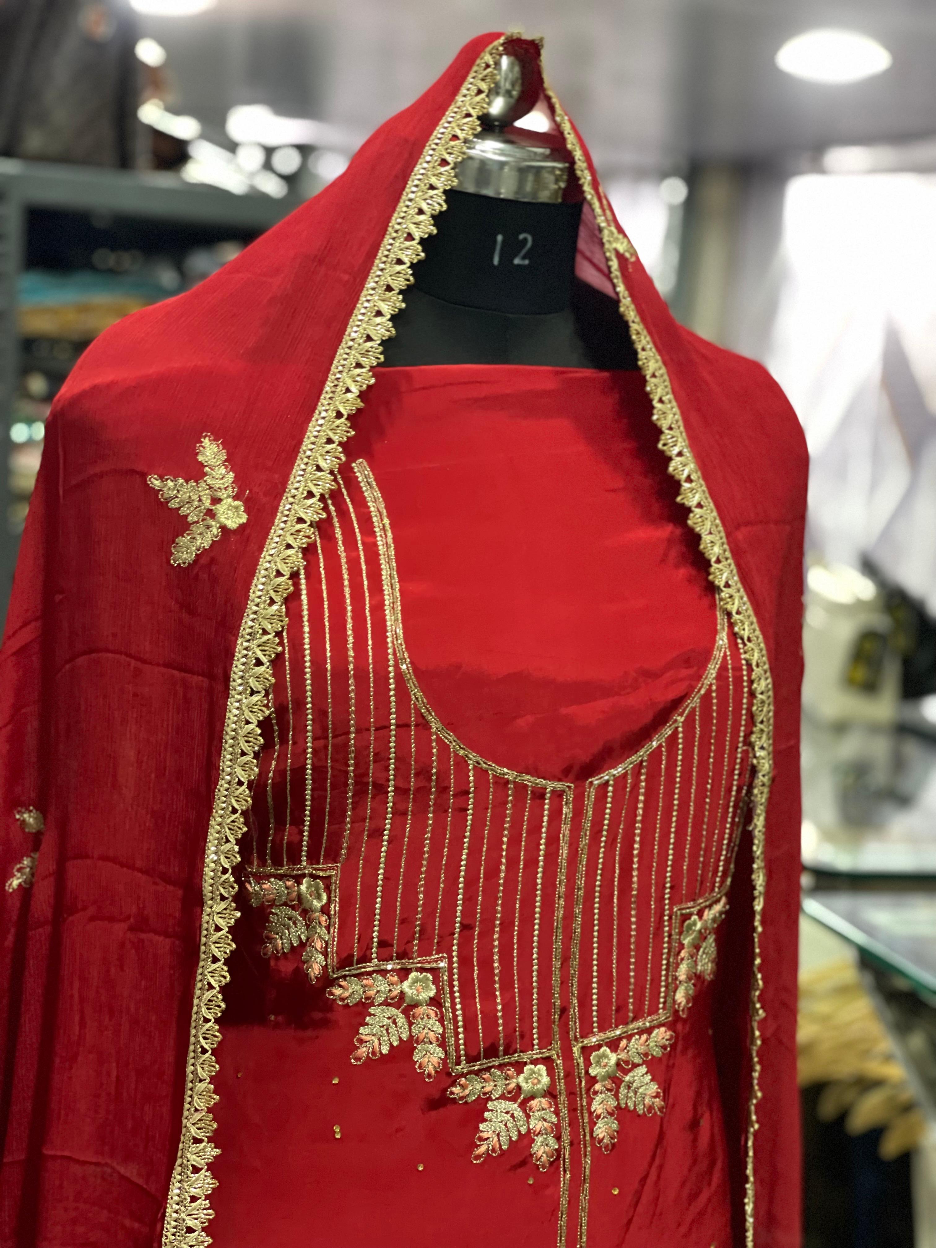  AC113 | Mehroon Suit | Creape Stuff | Hand Work | Jaggo | Party Wear | Festivel | Ring Ceremony