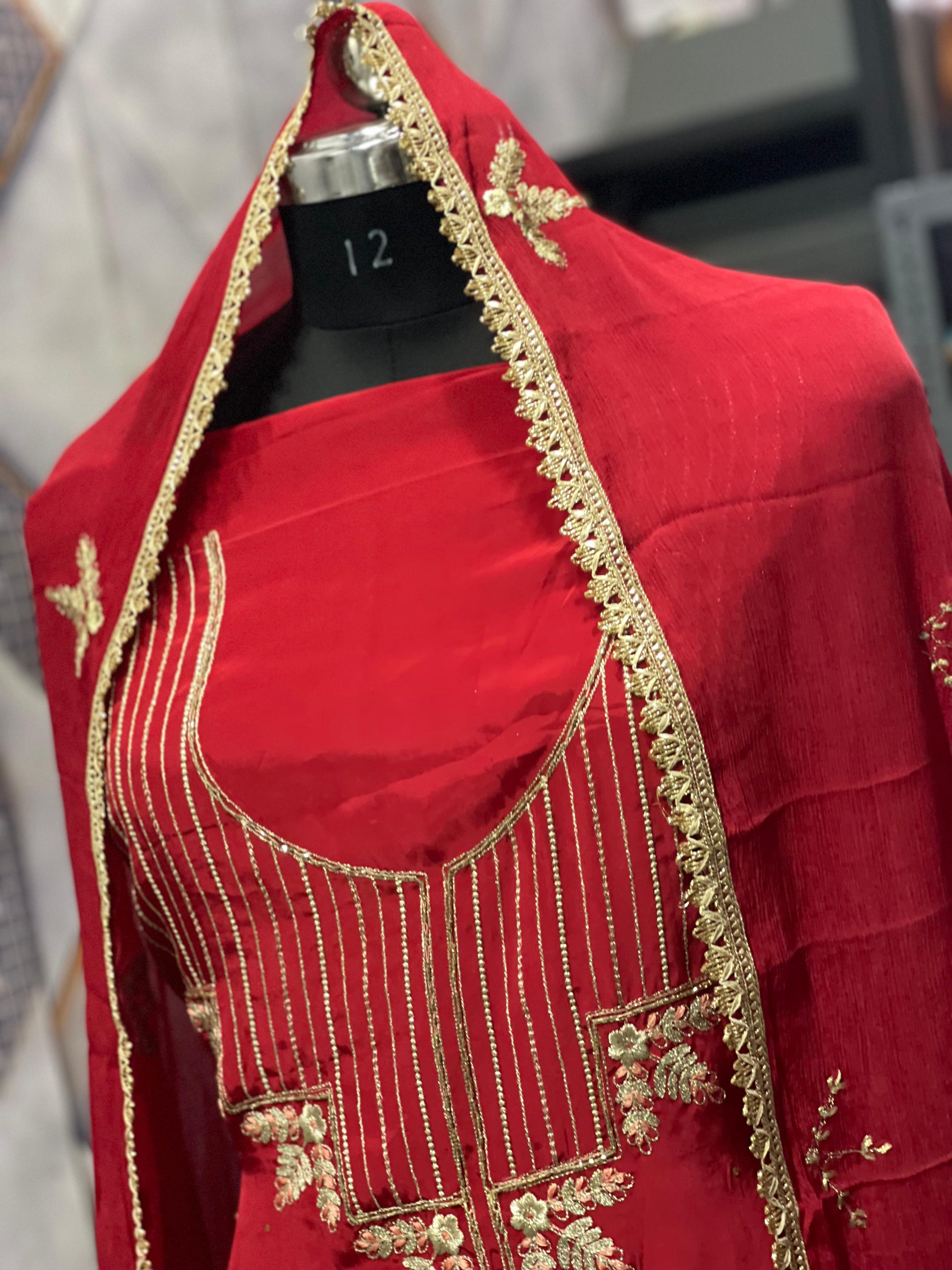  AC113 | Mehroon Suit | Creape Stuff | Hand Work | Jaggo | Party Wear | Festivel | Ring Ceremony