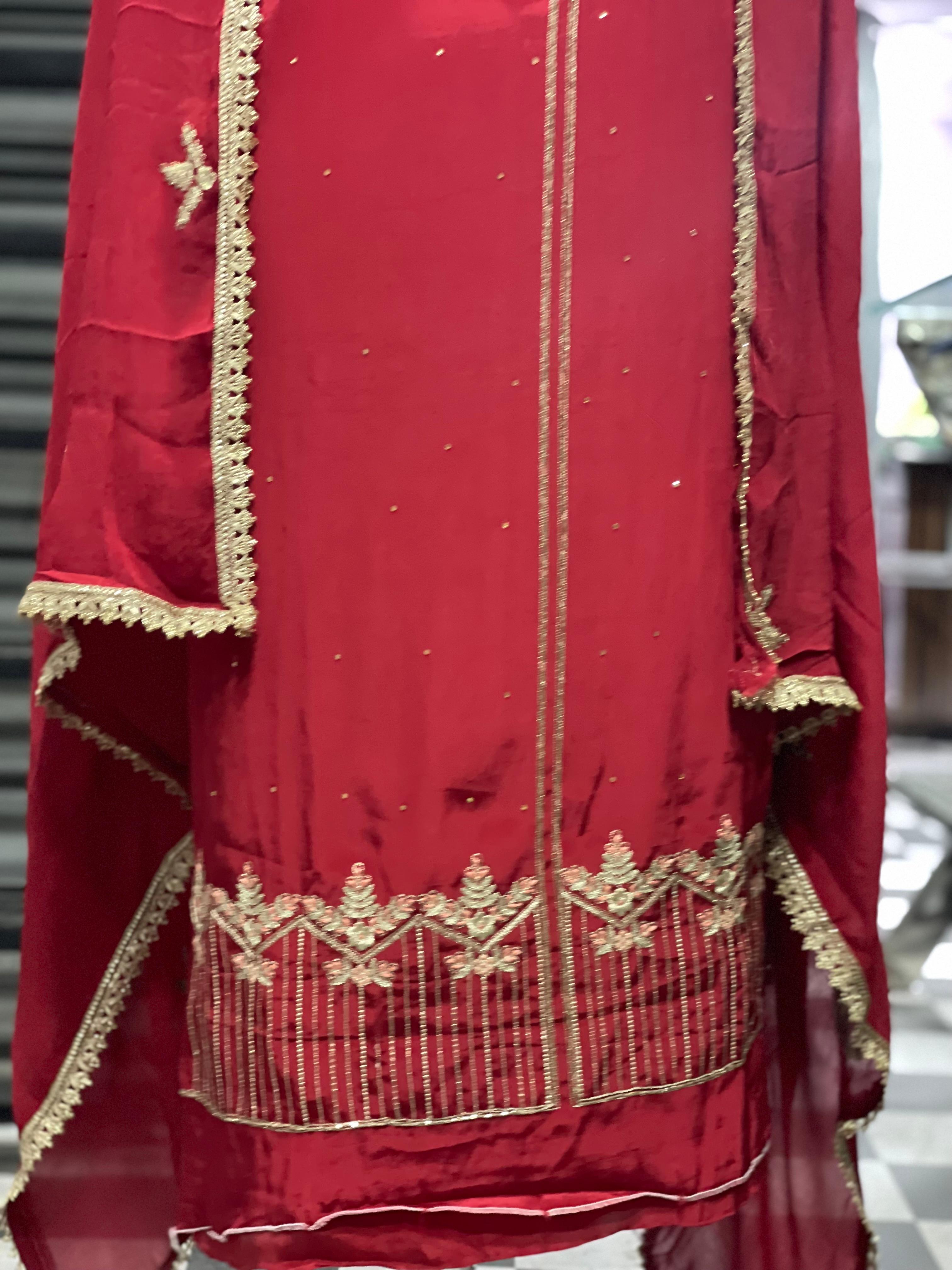  AC113 | Mehroon Suit | Creape Stuff | Hand Work | Jaggo | Party Wear | Festivel | Ring Ceremony