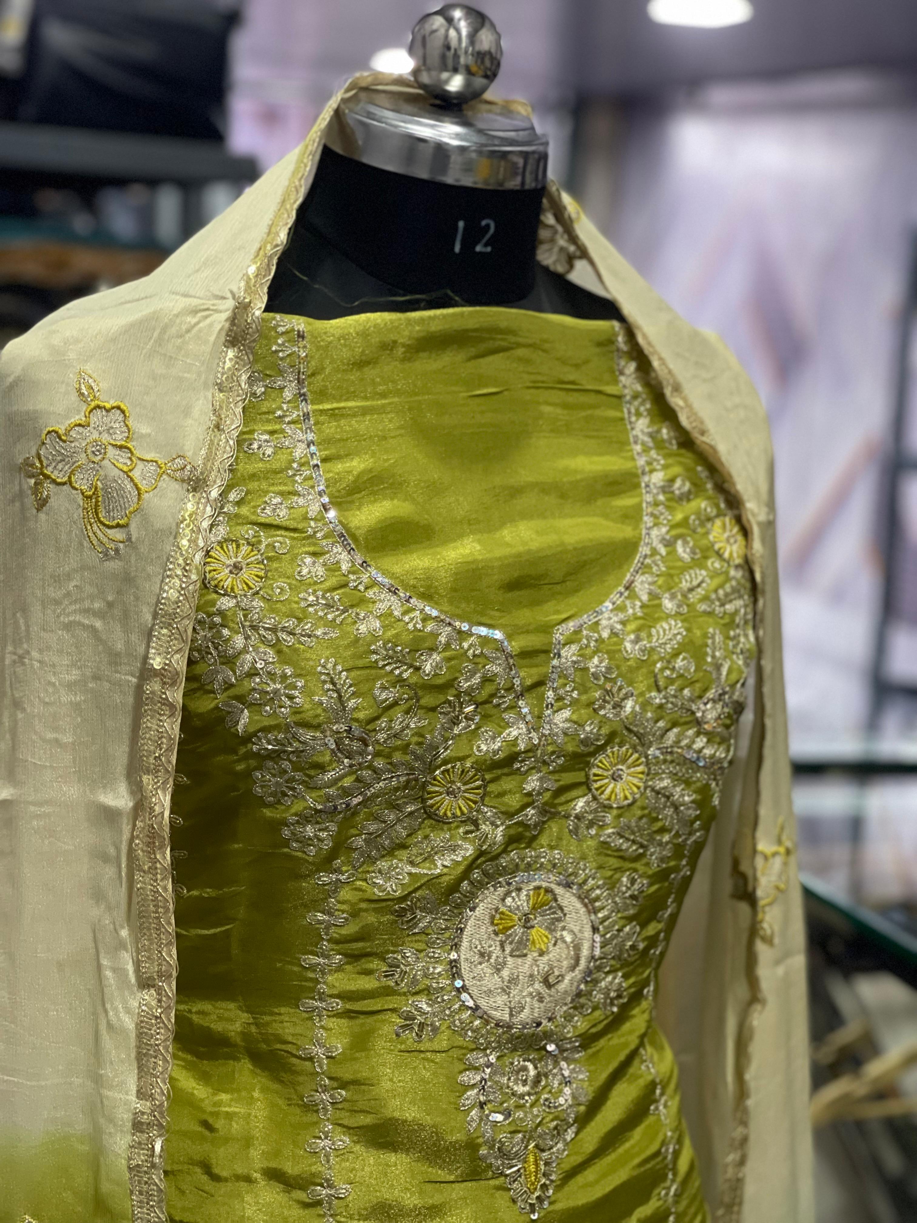  AC116 | Mehndi Suit | Shimmer Stuff | Hand Work | Jaggo | Party wear | Festivel 