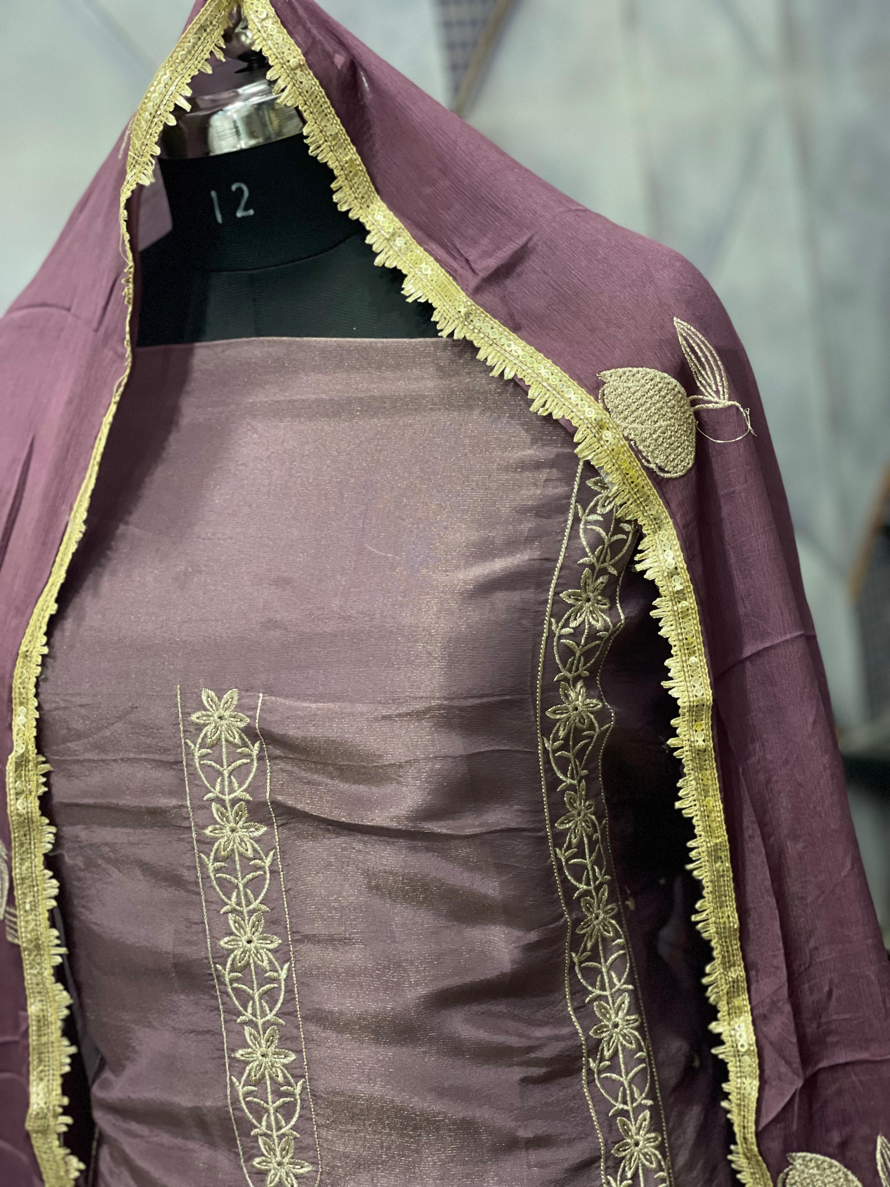  AC104 | Wine Shade | Shimmer Orginza | Hand Work | Jaggo | Party Wear | Festivel | Ringh Cermony
