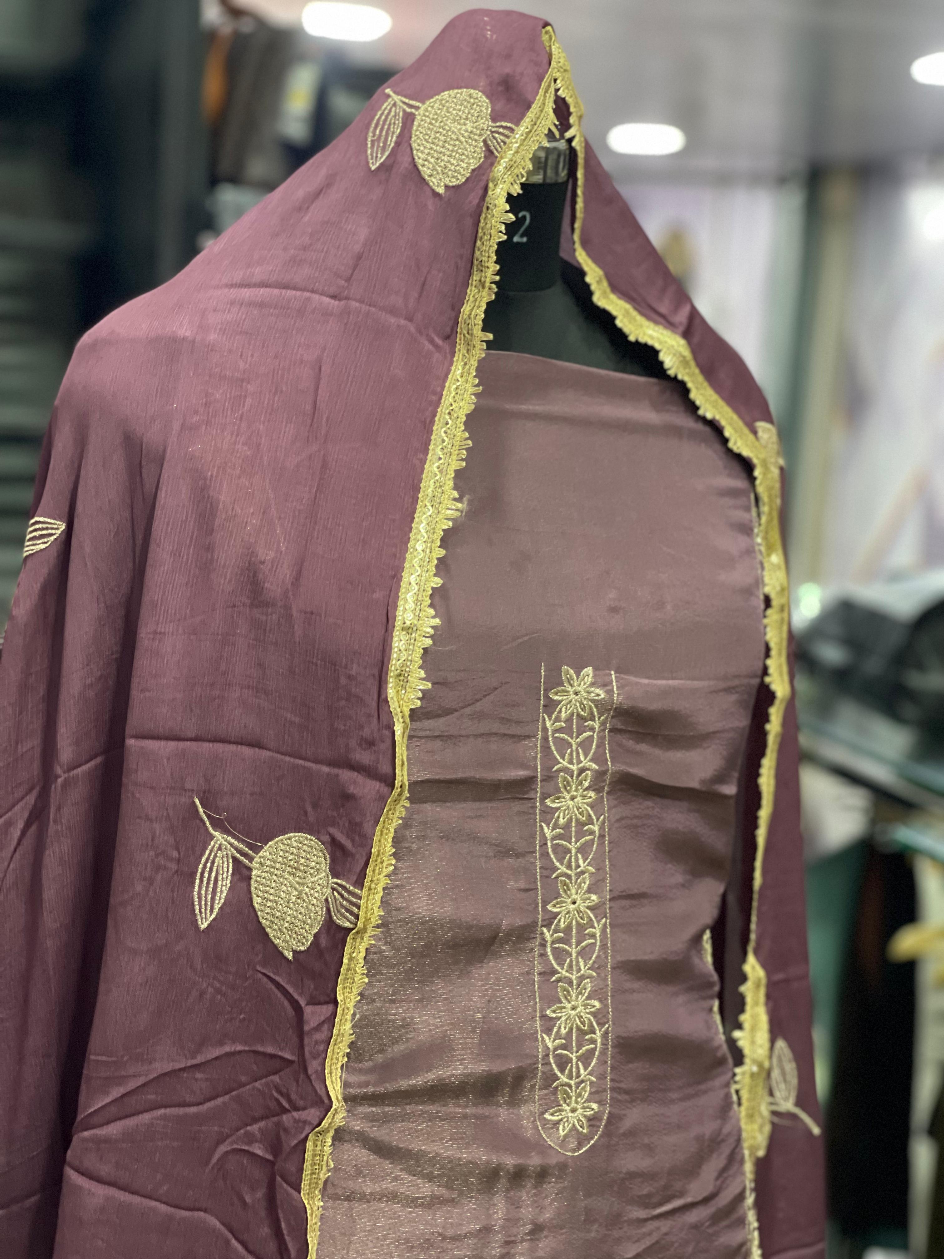  AC104 | Wine Shade | Shimmer Orginza | Hand Work | Jaggo | Party Wear | Festivel | Ringh Cermony