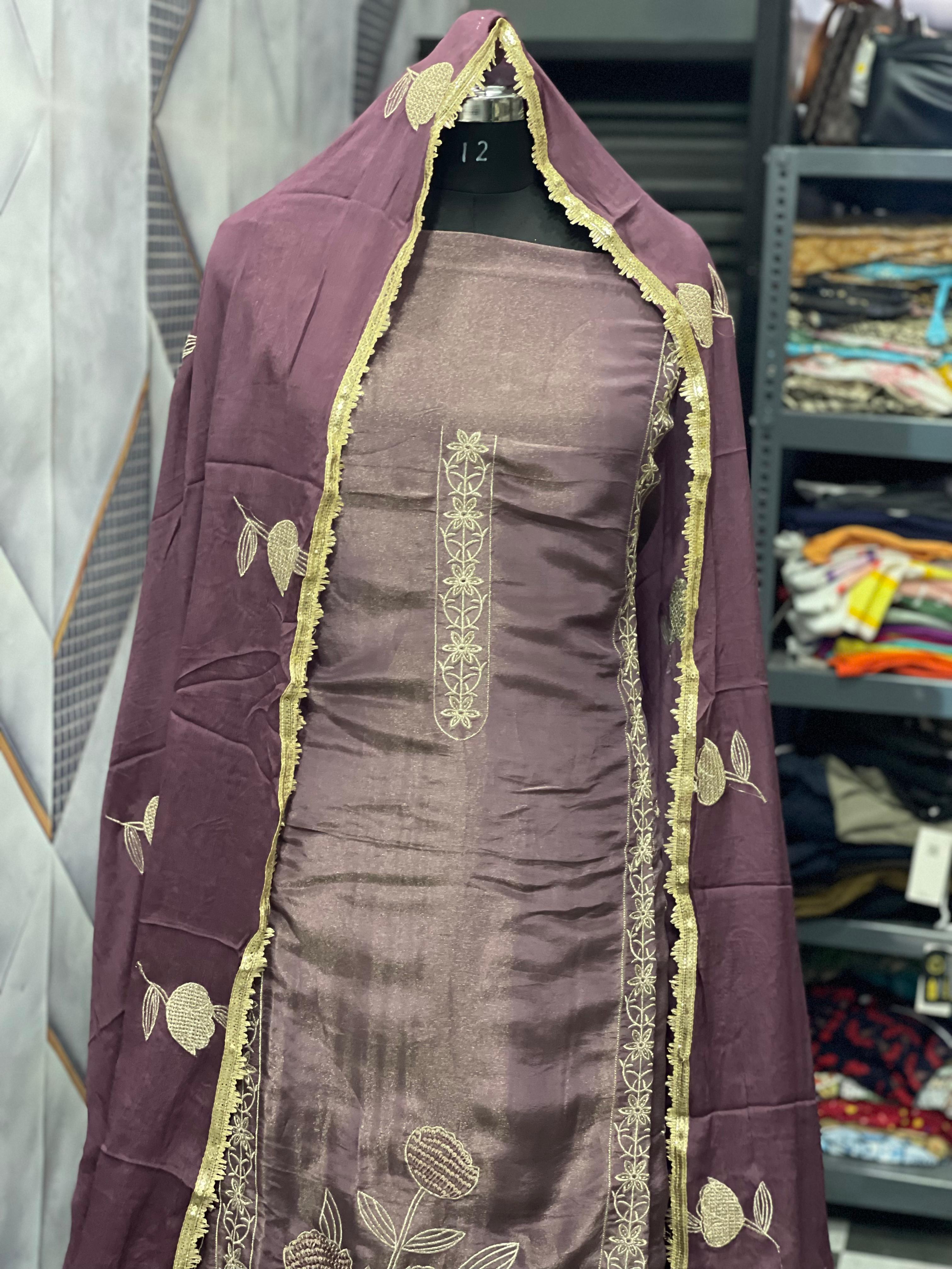  AC104 | Wine Shade | Shimmer Orginza | Hand Work | Jaggo | Party Wear | Festivel | Ringh Cermony