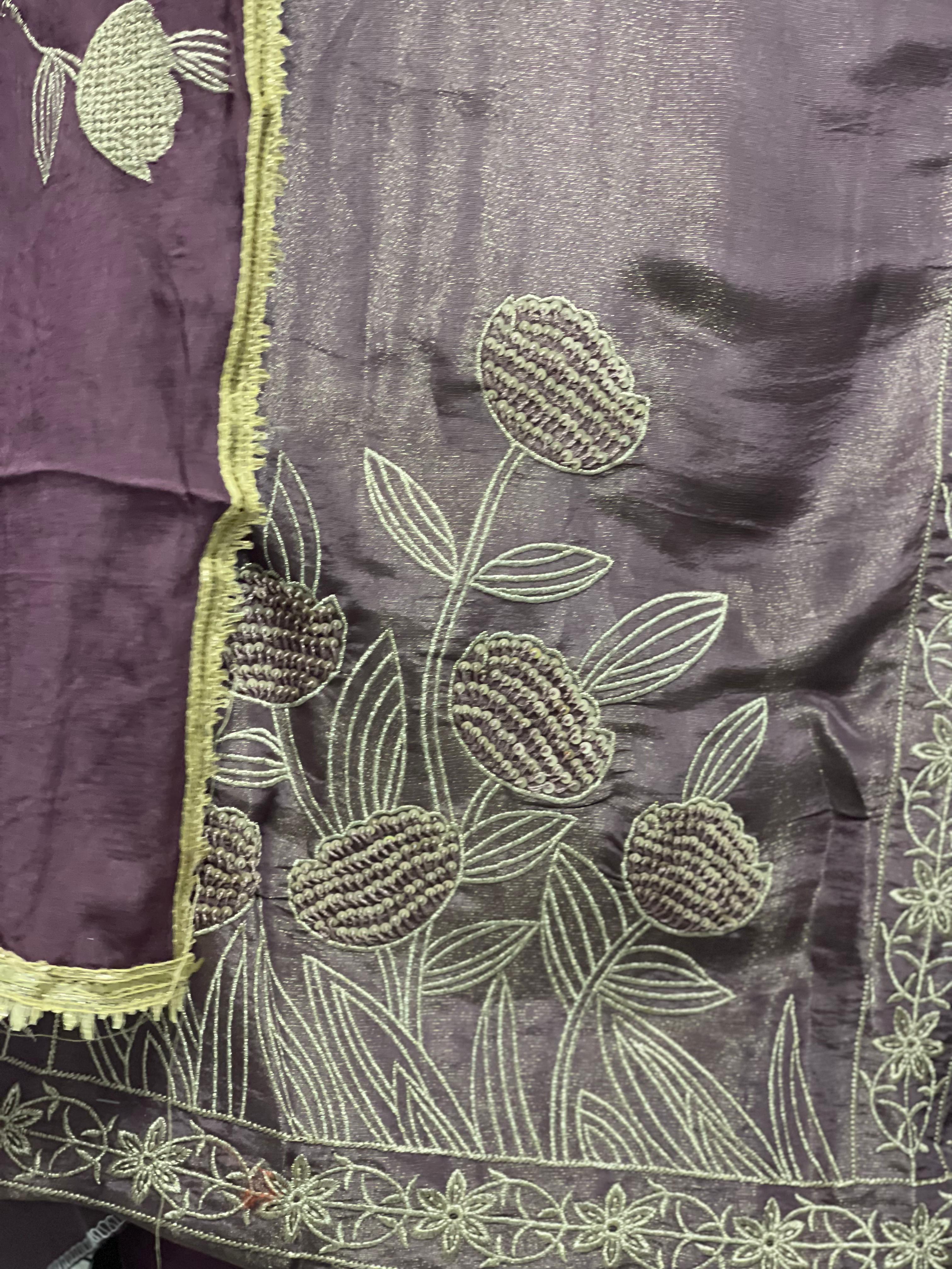  AC104 | Wine Shade | Shimmer Orginza | Hand Work | Jaggo | Party Wear | Festivel | Ringh Cermony