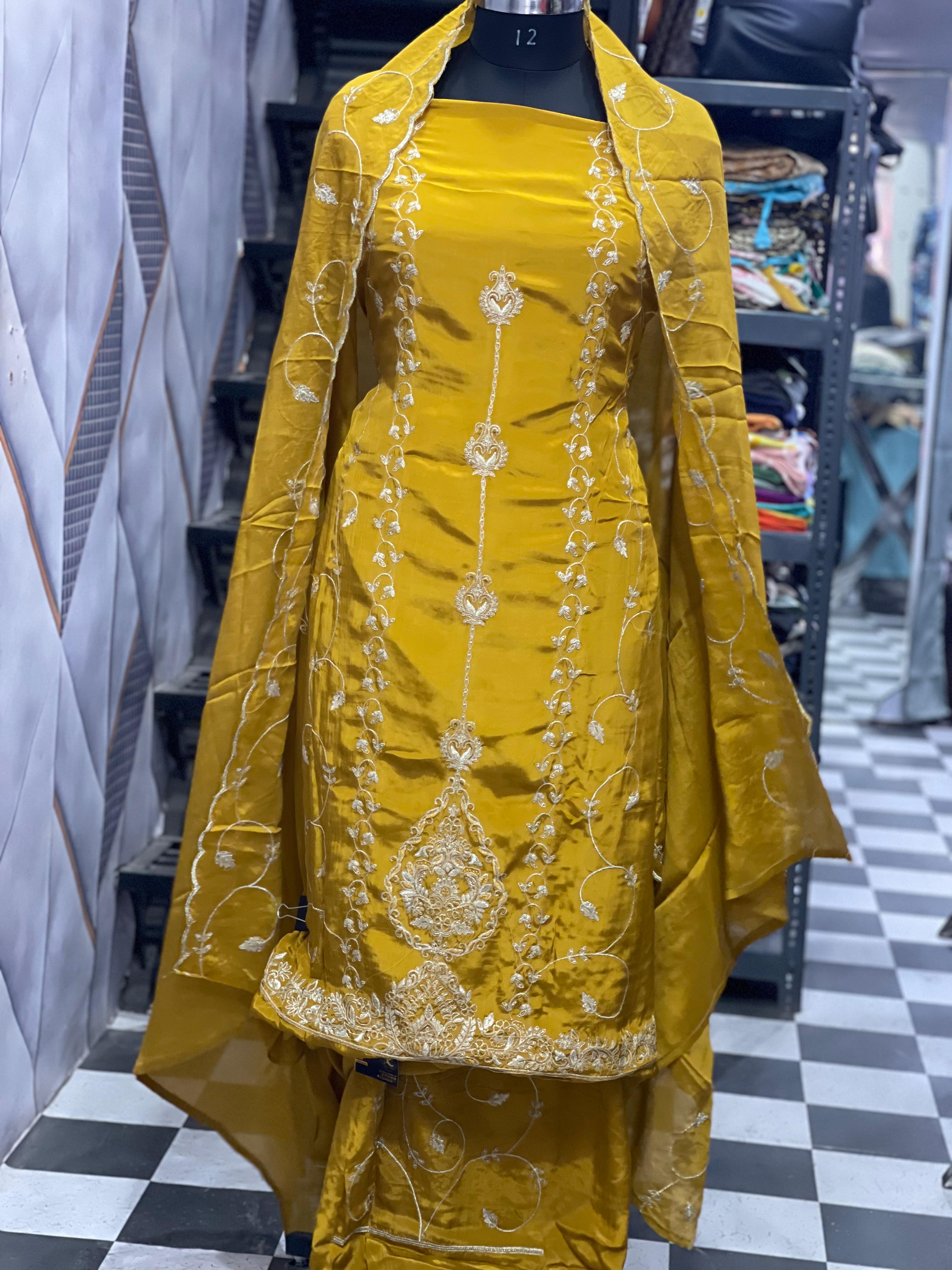  AC102 | Mustard Suit | zari Work | Hand Work | Jaggo | Ring Cermony | Festivel | Party Wear 
