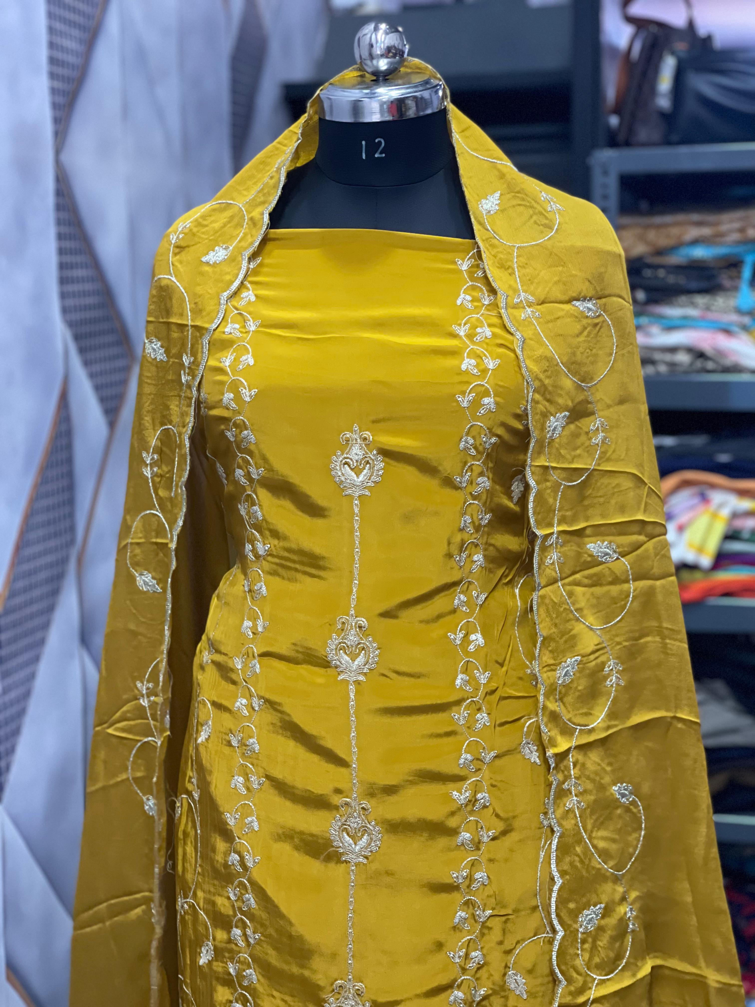  AC102 | Mustard Suit | zari Work | Hand Work | Jaggo | Ring Cermony | Festivel | Party Wear 