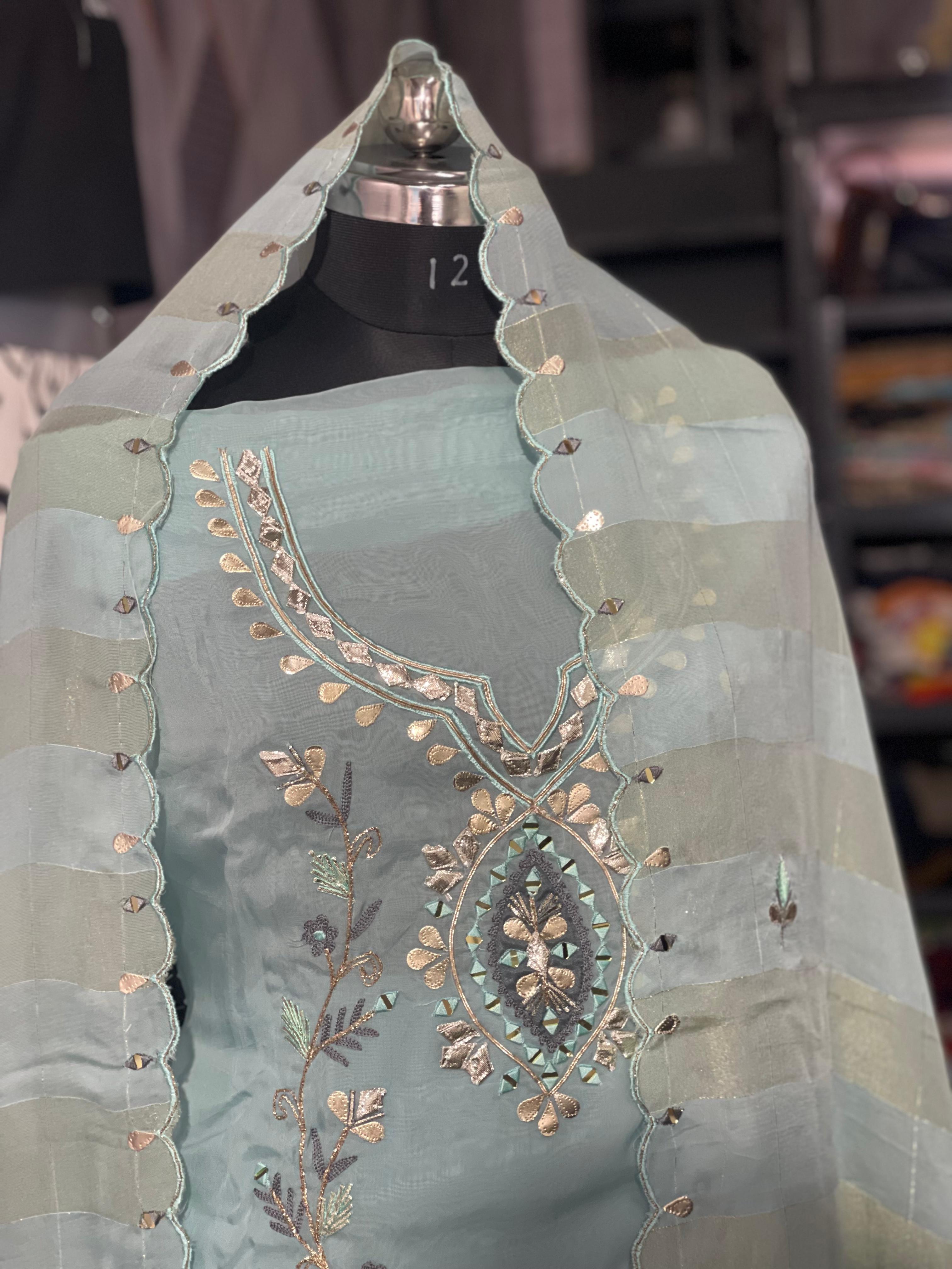  AC133 |  Orginza Suit | Light Blue Salwar Kameez Set | Gotta Patti Suit | Jaggo | Ring Cermony | Party Wear | Fastivel  
