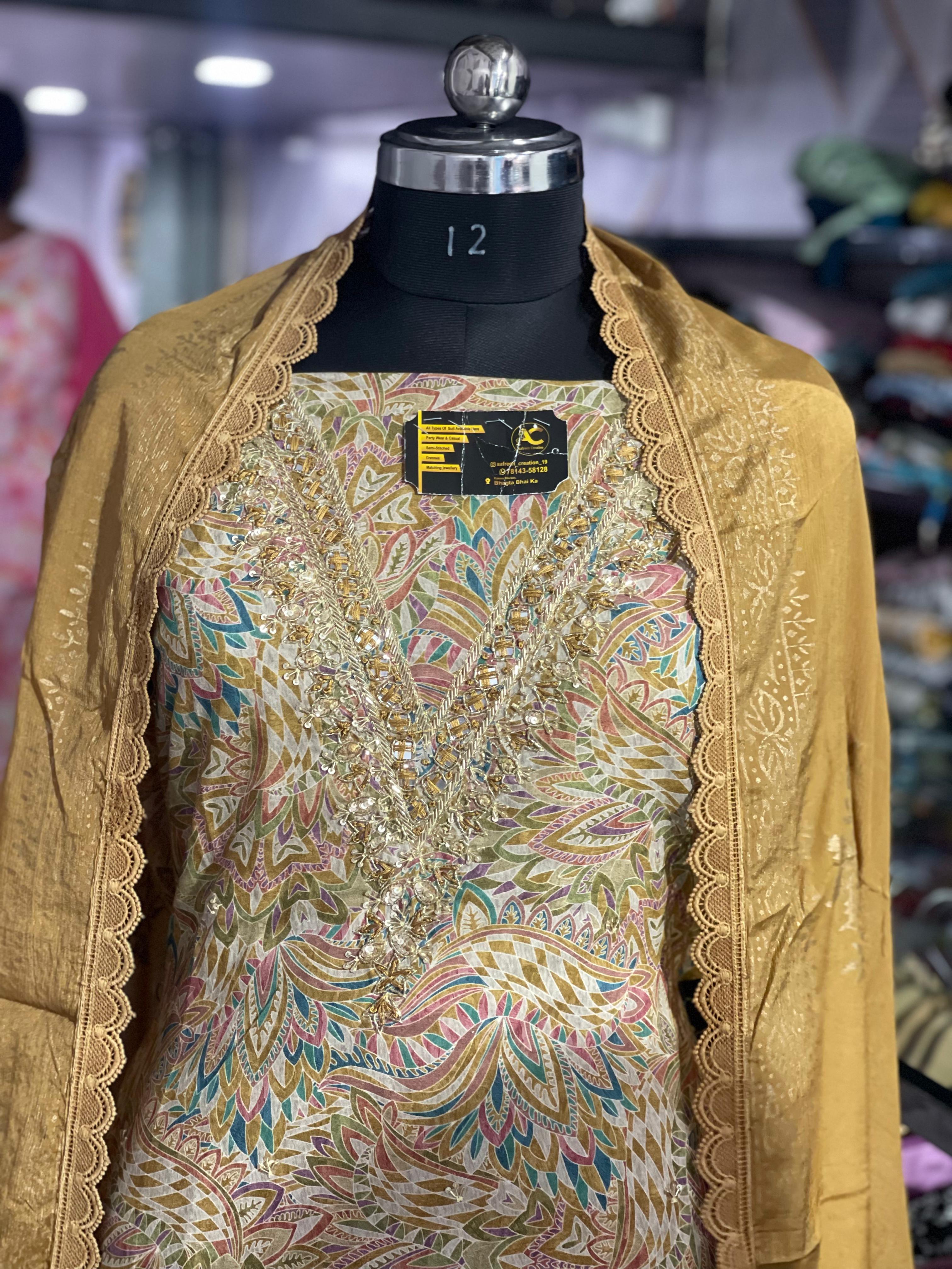  AC121 | Mustard Suit | Hand Work | Jaggo | Ring Cermony | Party Wear | Fastivel |
