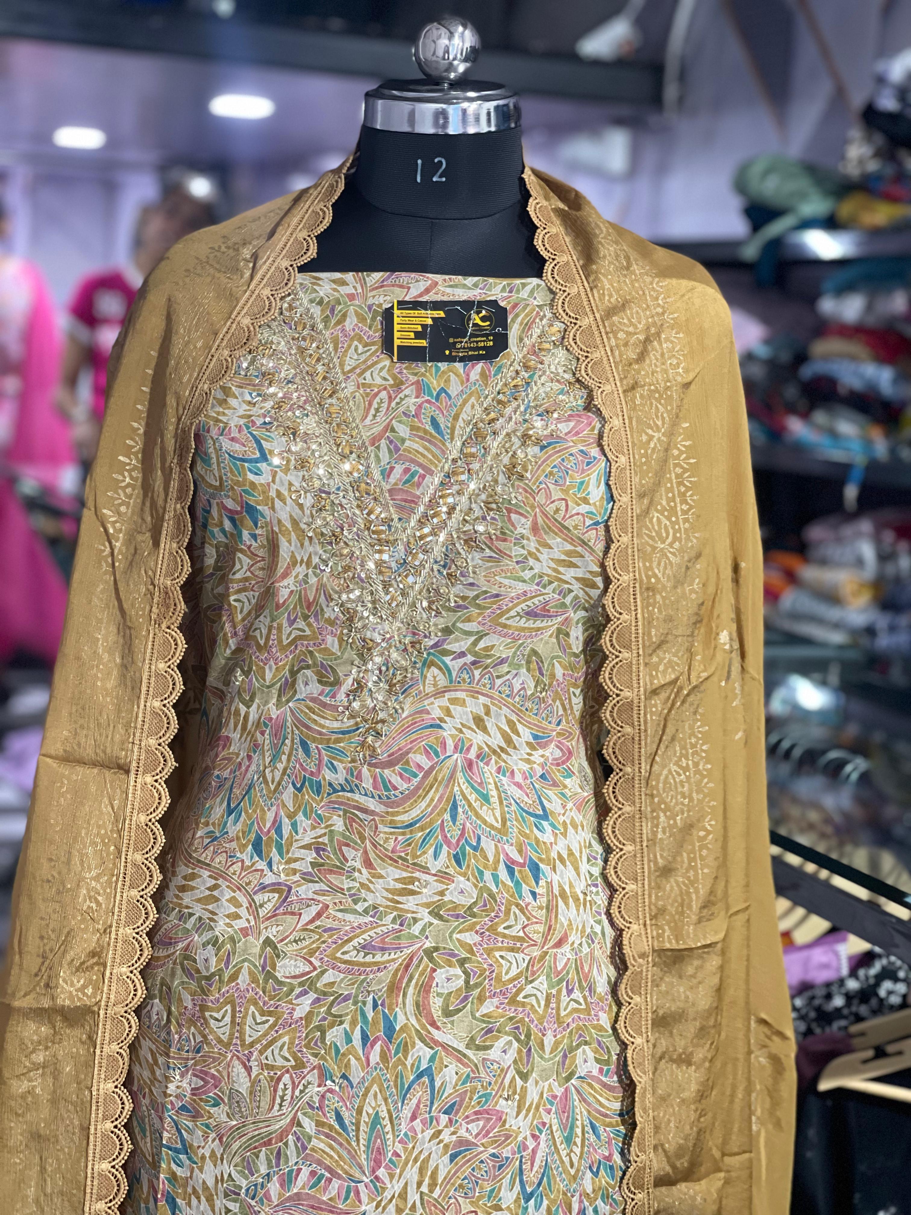 AC121 | Mustard Suit | Hand Work | Jaggo | Ring Cermony | Party Wear | Fastivel |