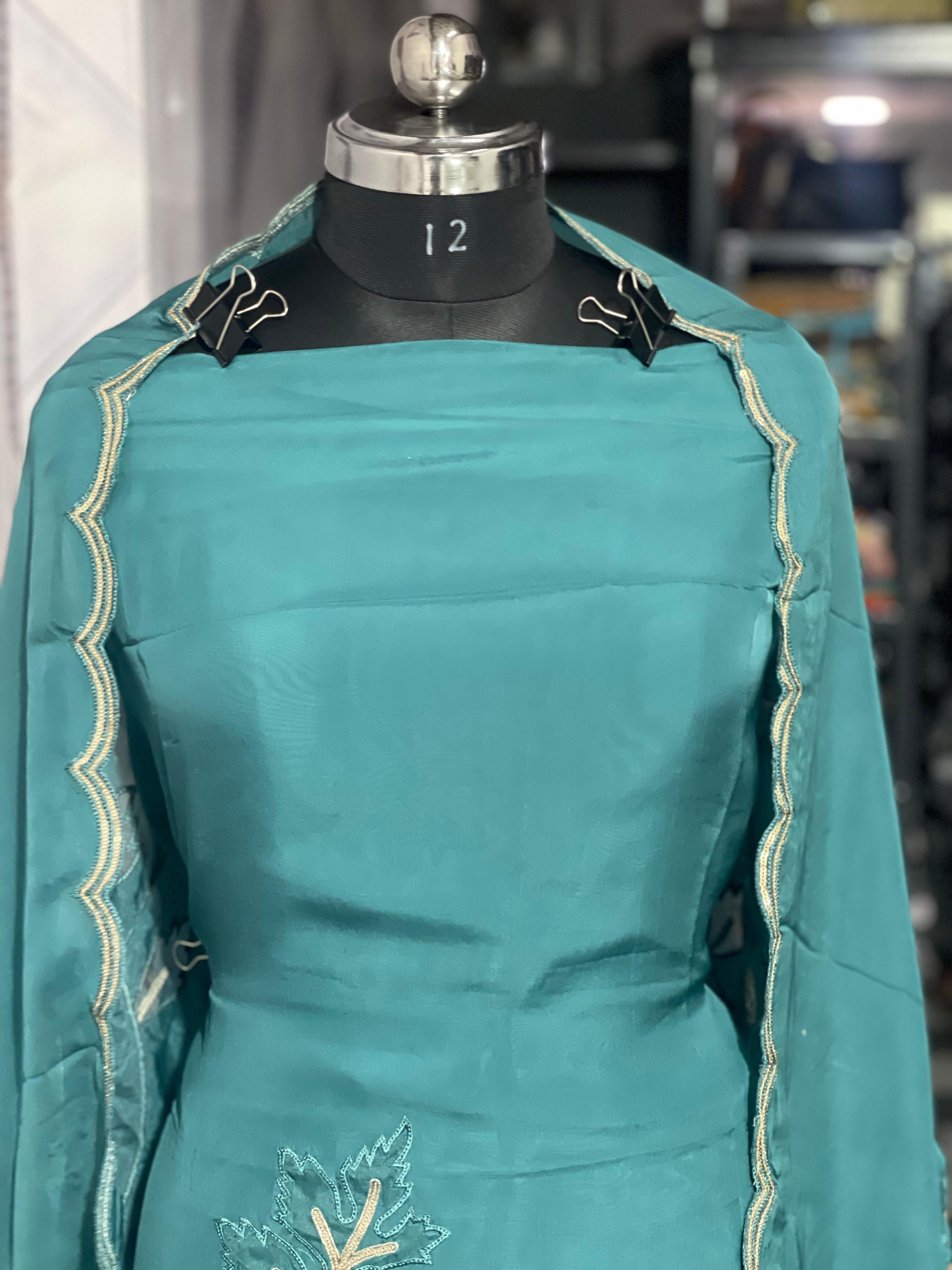  AC118 | Orginza Duppatta || Machine Work || Pach Work || sea Green || Jaggo Suit || Party Wear Suit 