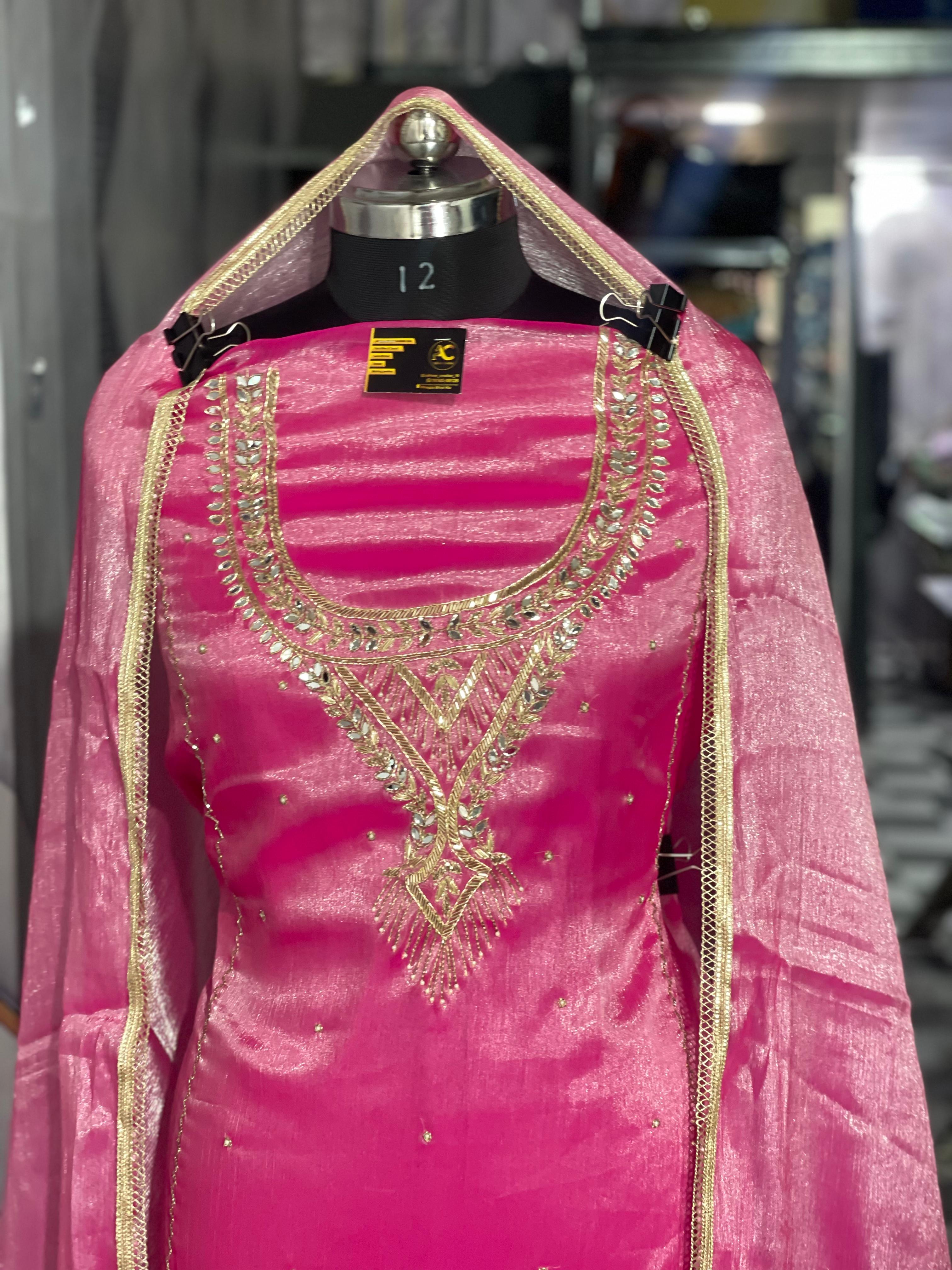 AC117 | Pink Suit || Zime-Cho || Creave Bottom || Hand Work || Party Suit || Jaggo Suit || Ring Ceremony
