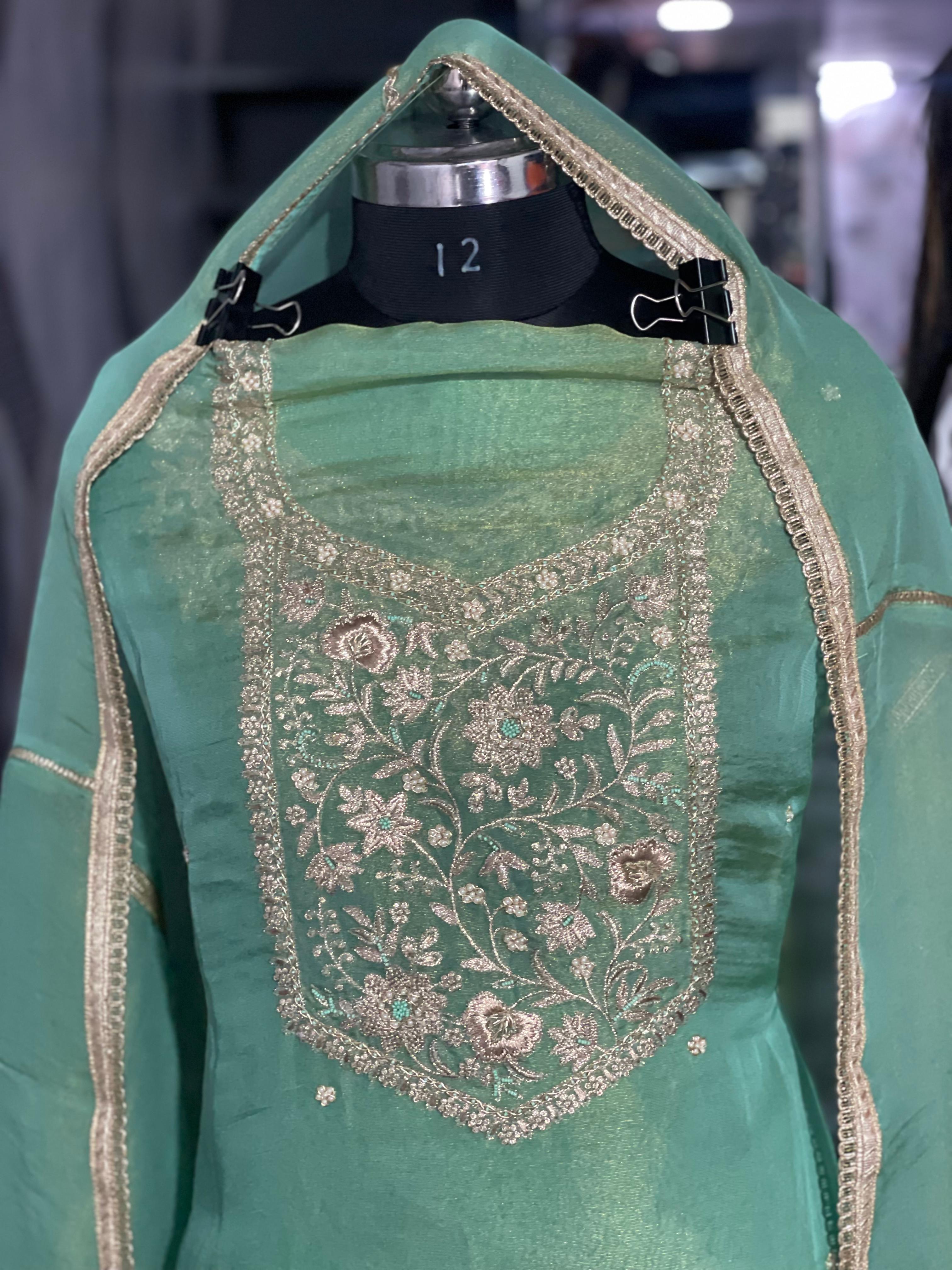 AC119 | Shimar Orginza || Bottom Work || Light Green || Creave Bottom ||  Green Traditional Kurta Set