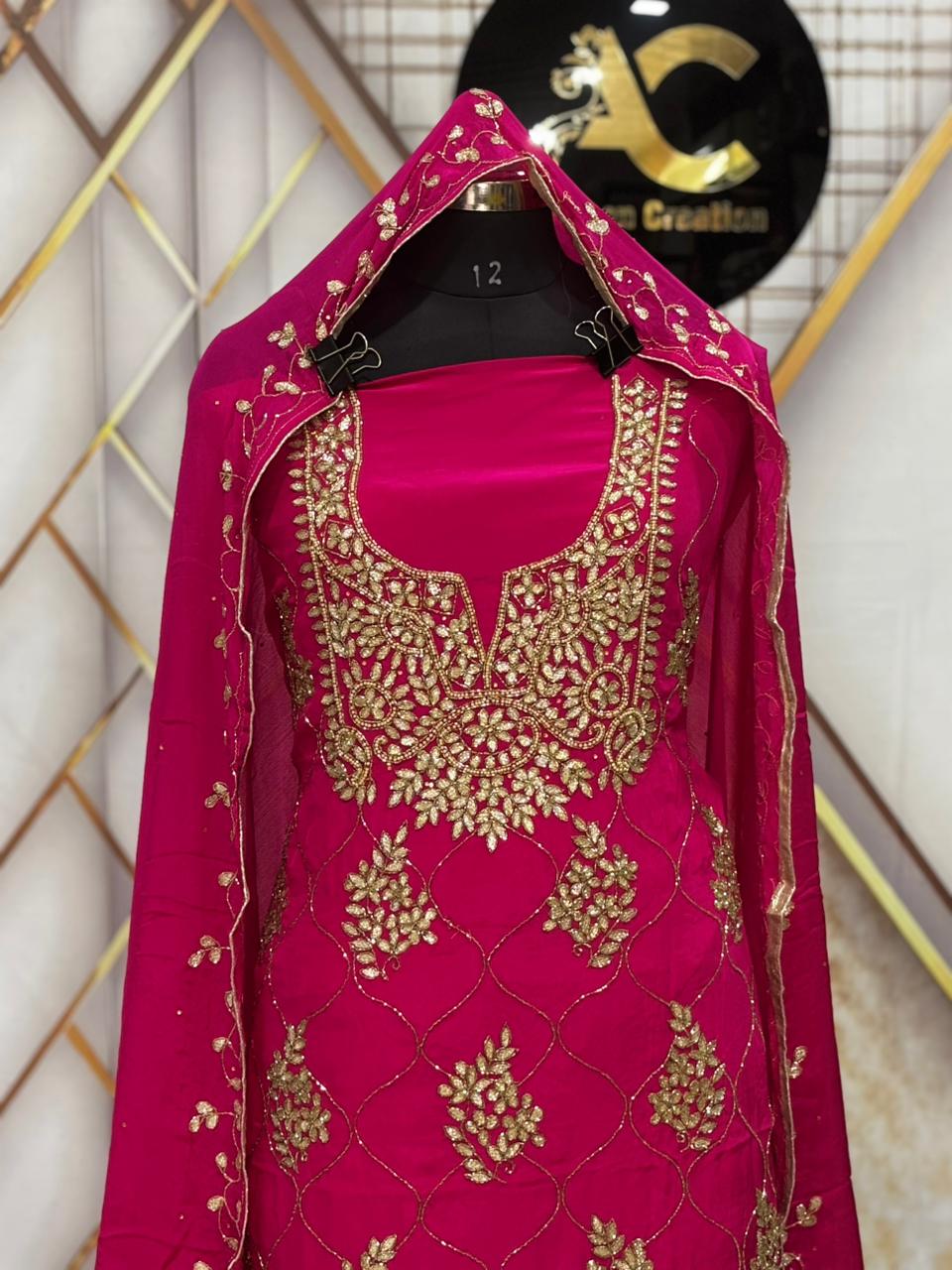 AC211 || Pink Shade | Hand Work | Creape Stuff | Jaggo Wear | Party Wear