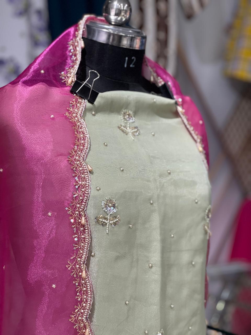 kiwi Shade | Organza Stuff | Party Wear | Jaggo Wear | Office Wear | 
