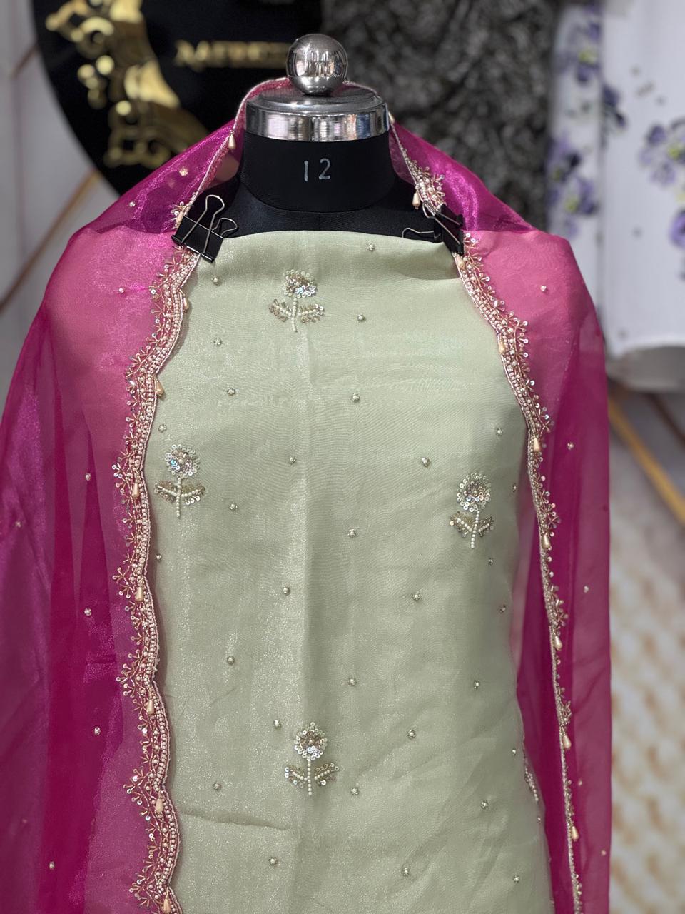 kiwi Shade | Organza Stuff | Party Wear | Jaggo Wear | Office Wear | 
