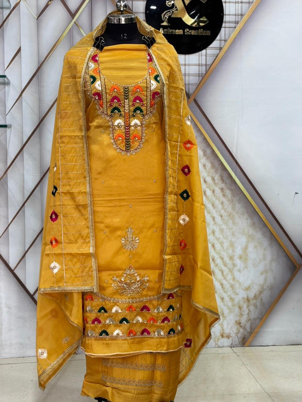 AC212 || Yellow Shade Creape Stuff  || Hand Work || Jaggo Wear || Party Wear | 