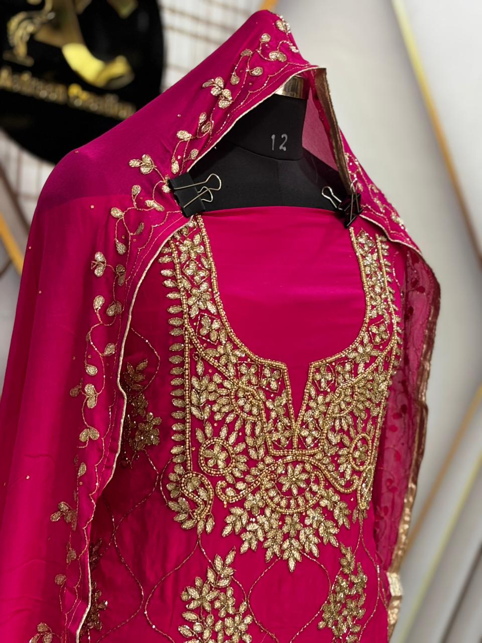 AC211 || Pink Shade | Hand Work | Creape Stuff | Jaggo Wear | Party Wear