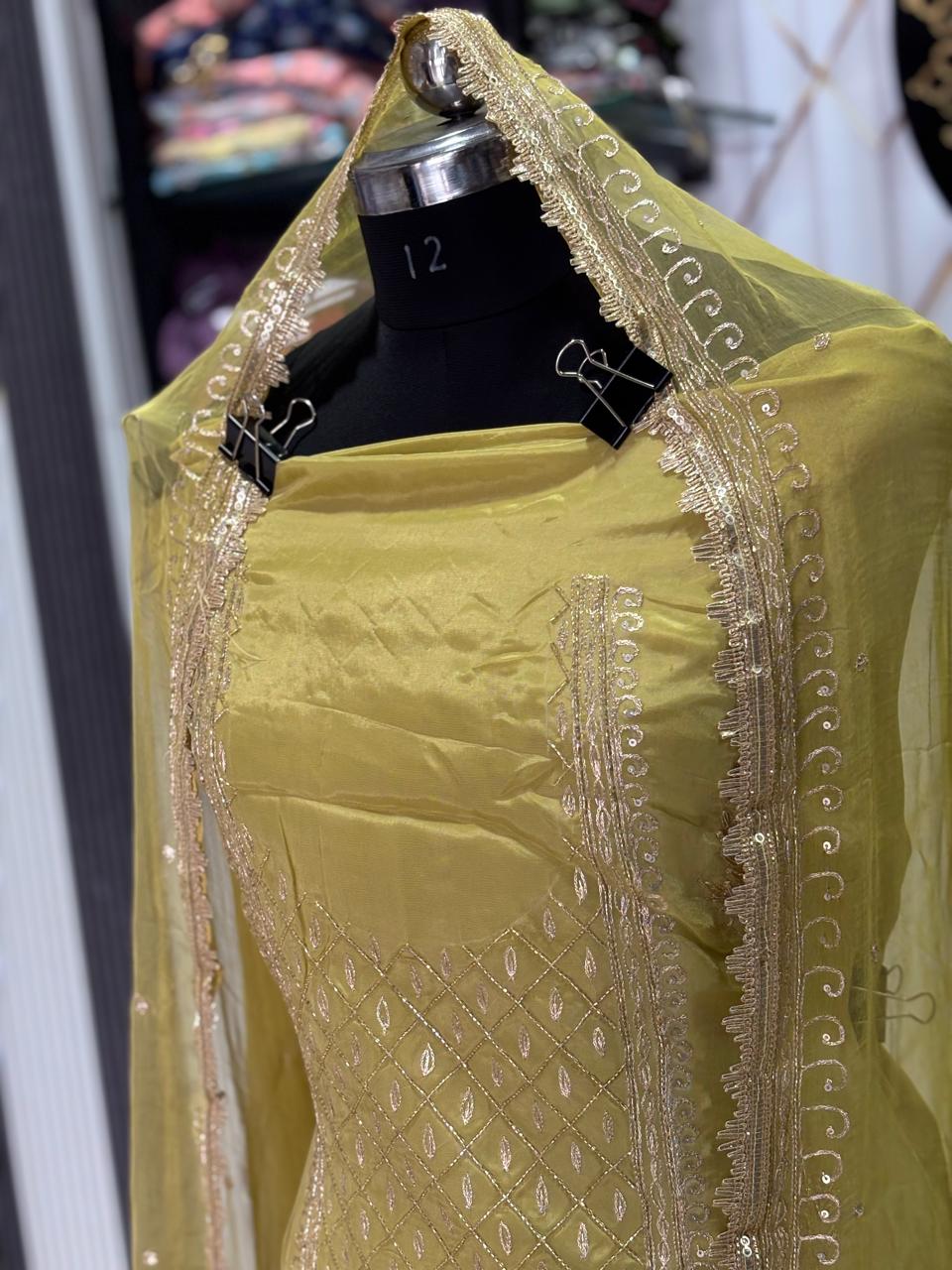 AC206 | Light Lemon Suit | Hand work | Festivel Suit | Party Wear | Office Wear 