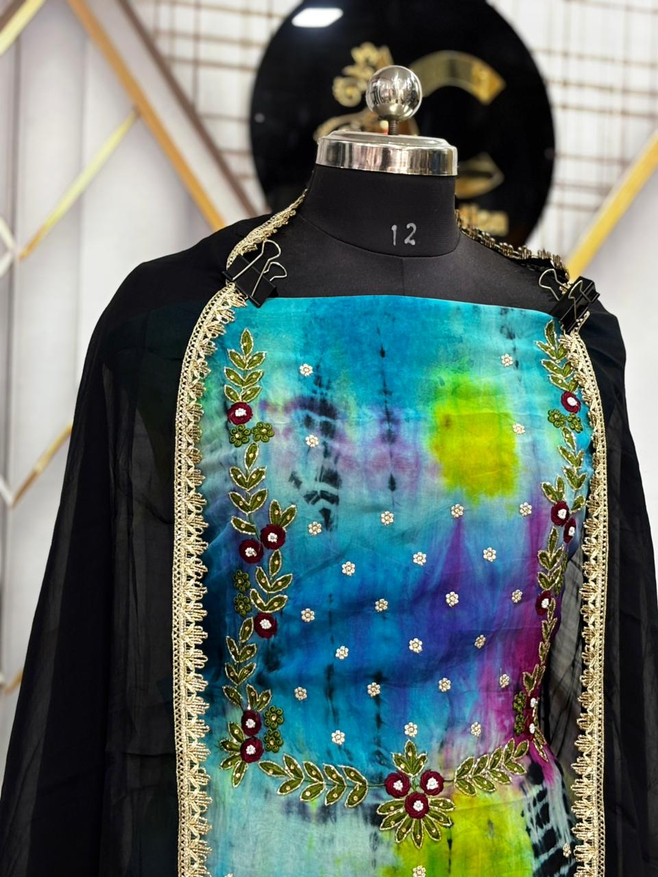 AC210 || Tie-Dye Suit || Hand Work | Organza Suit |Jaggo Wear || Party Wear