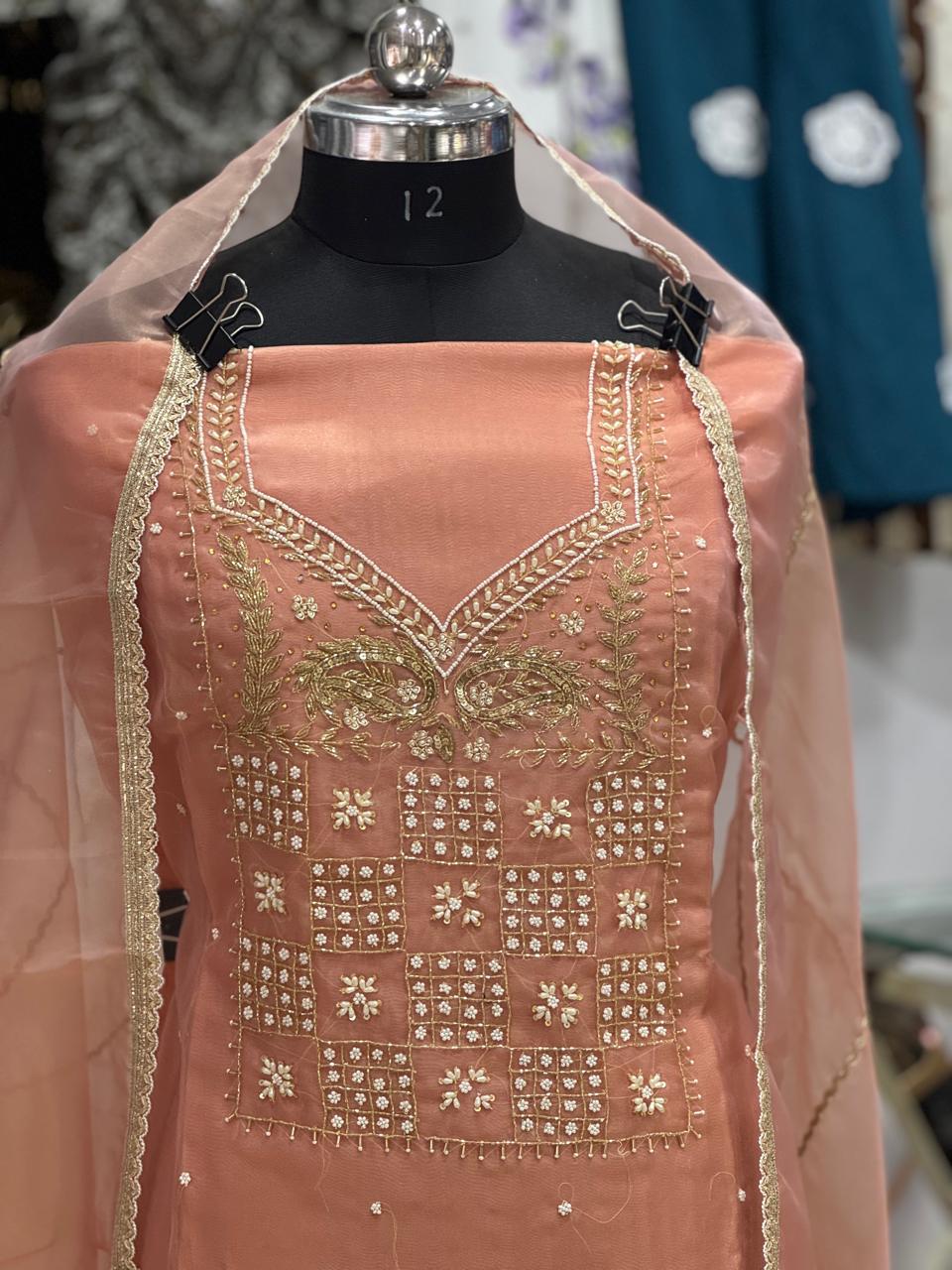 Peach Shade | Organza Stuff | Wedding Suit | Ring Ceremony Suit | Festivel Suit | Party Wear Suit 