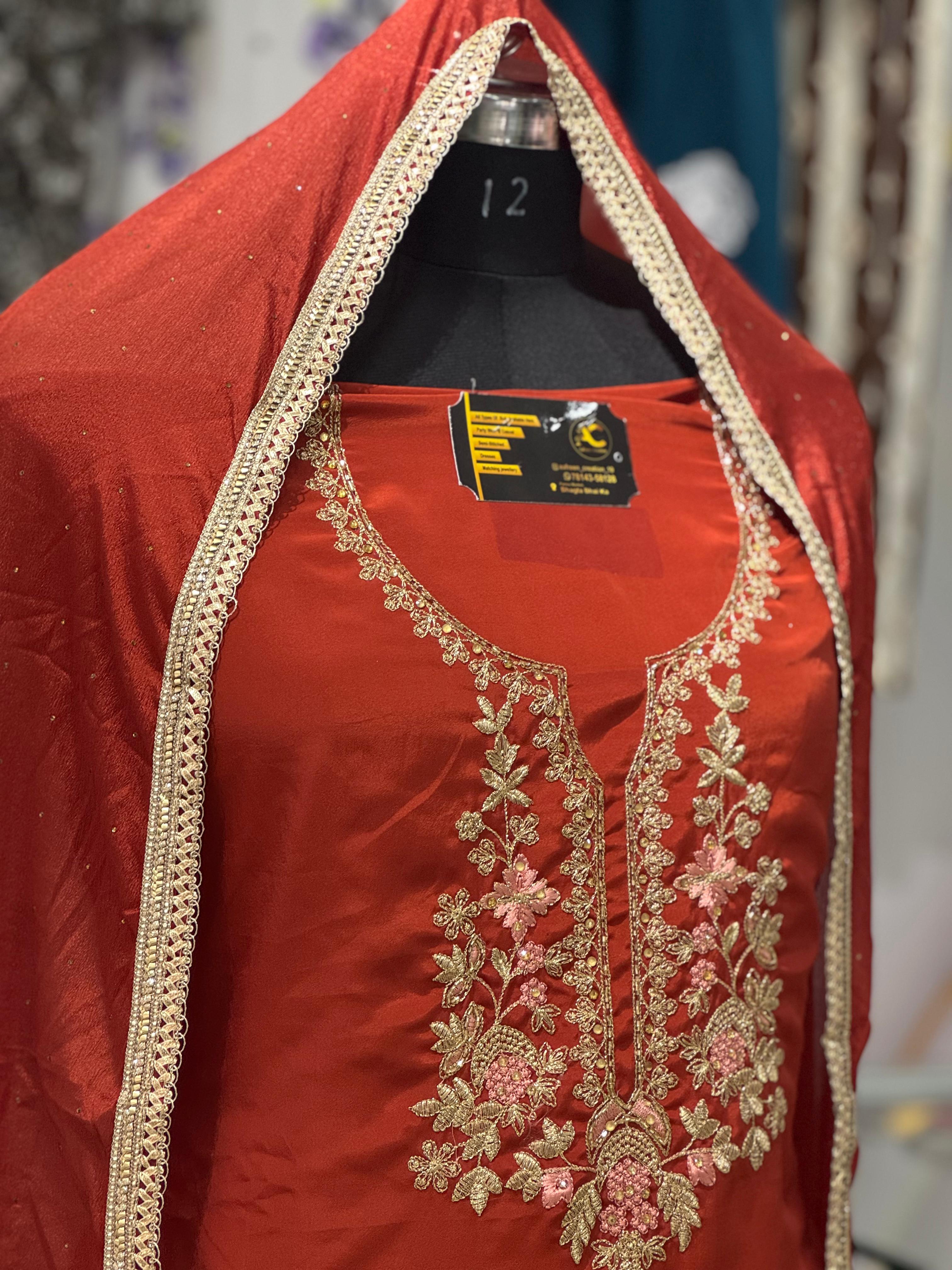 AC192 | Rust  Suit | Shimmer Stuff | Jaggo wear | Party Wear | Ring Ceremony | Wedding Suit 