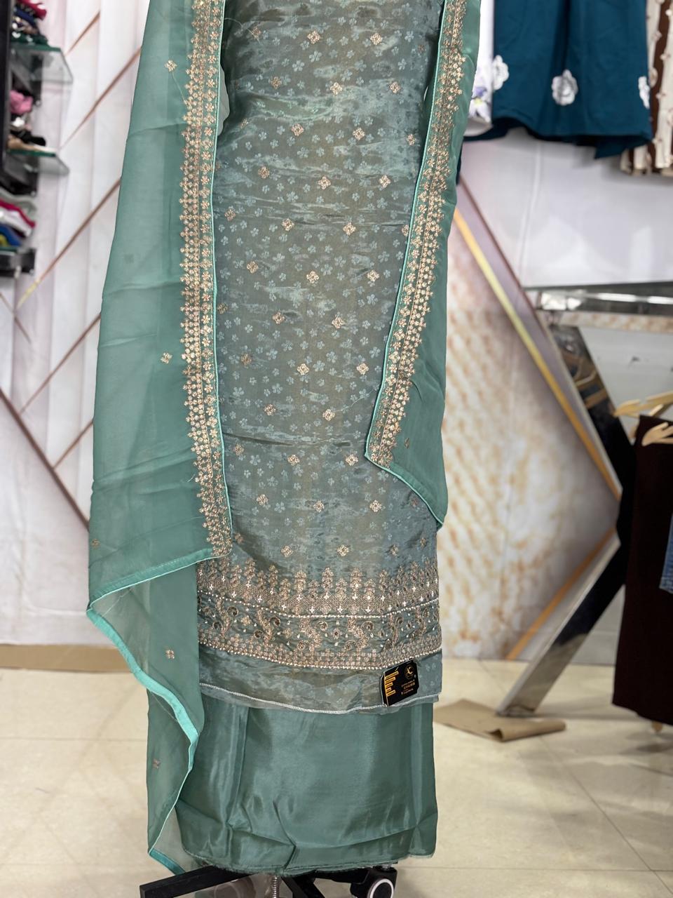 Light Green | Shimmer Fabric | Jaggo wear | Festivel Wear | Party Wear 