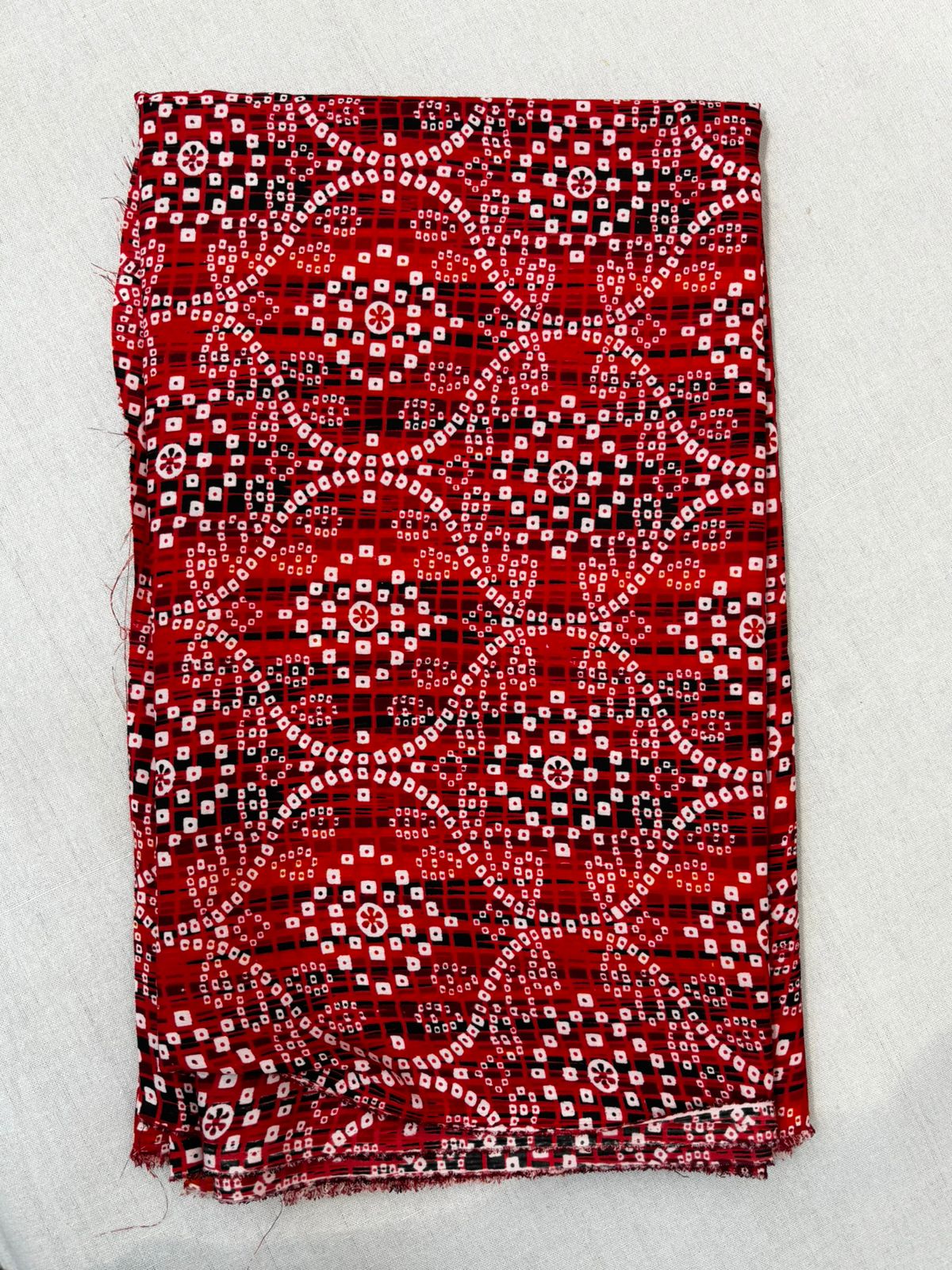 AC228 || Traditional Red Bandhani Fabric | Daily Wear | Causal Wear | Feona Stuff | Rajshatani Print