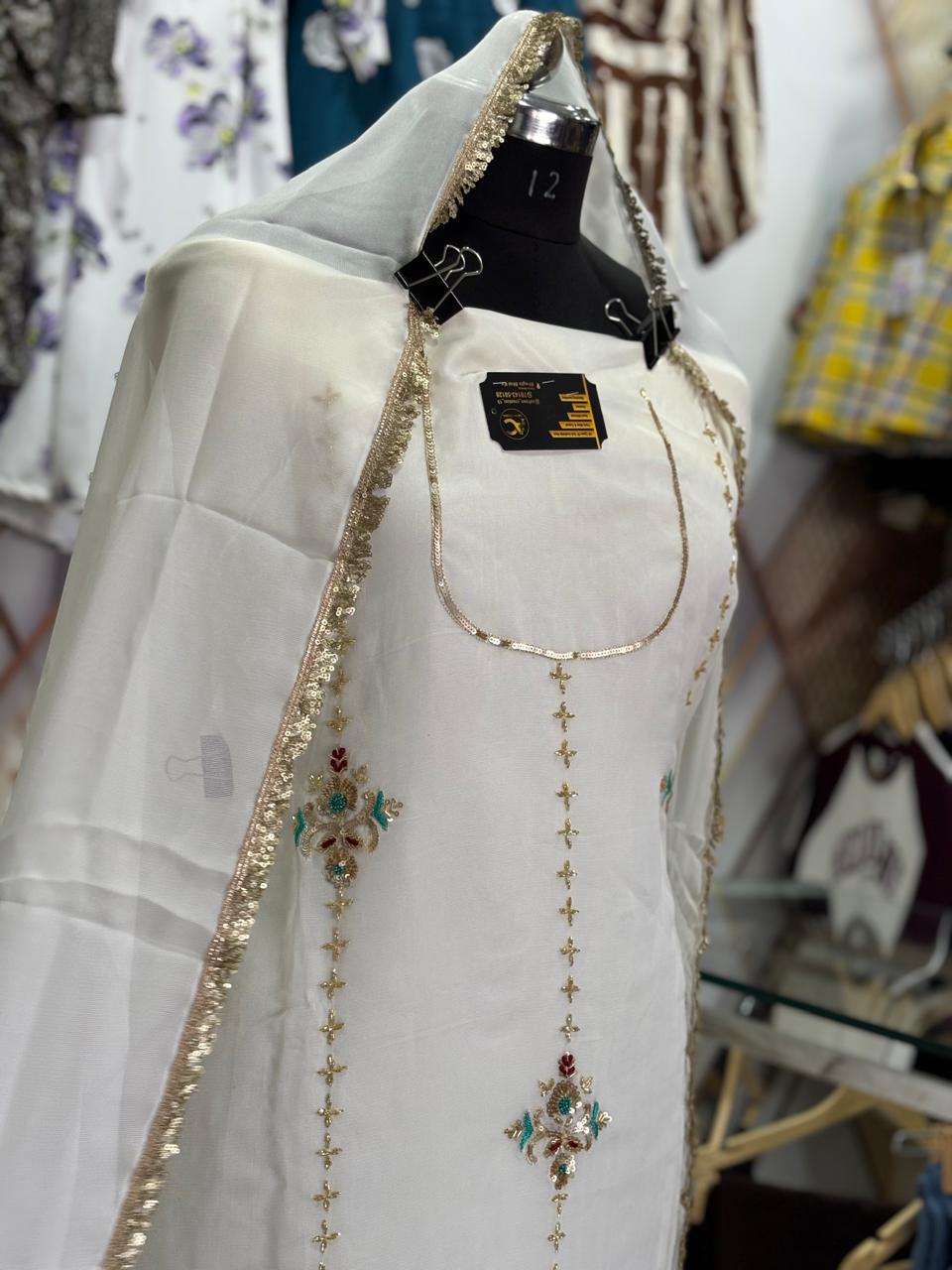 AC199 | White Suit | Burbery Fabric | Jaggo Wear | Party Wear | Ring Ceremony | Wedding Suit