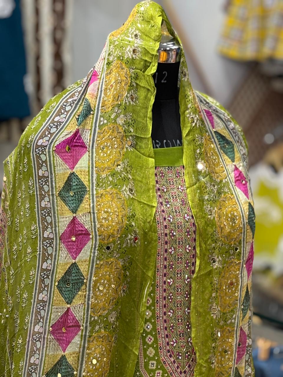 AC181 | Green Suit | Festivel Suit | Jaggo  | Office Wear | Casual Suit | Party Wear | Machine work
