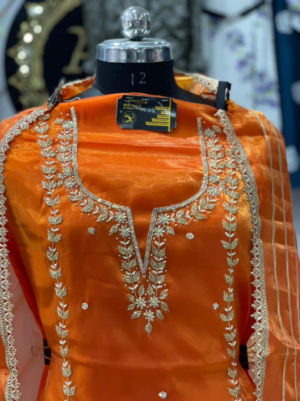 AC196 | Orange Shade Suit | Shimmer Stuff | Jaggo | Ring Ceremony | Party Wear