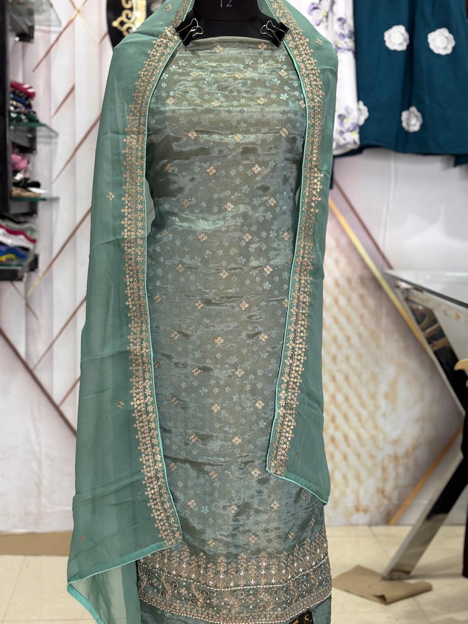 Light Green | Shimmer Fabric | Jaggo wear | Festivel Wear | Party Wear 