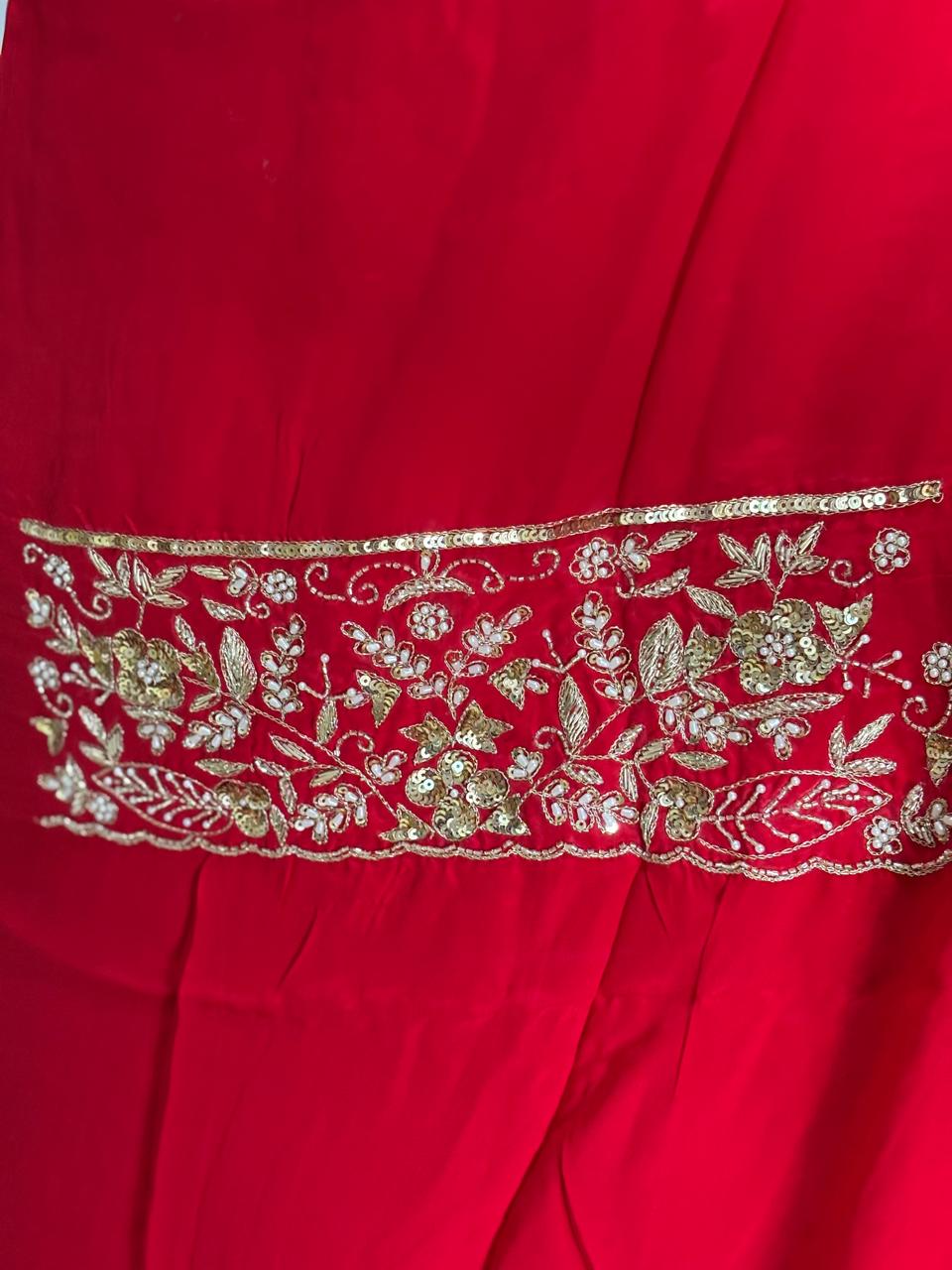 AC204 | Red Suit | Creape Fabric | Jaggo  Wear | Wedding Suit | Party Wear | Ring Ceremony