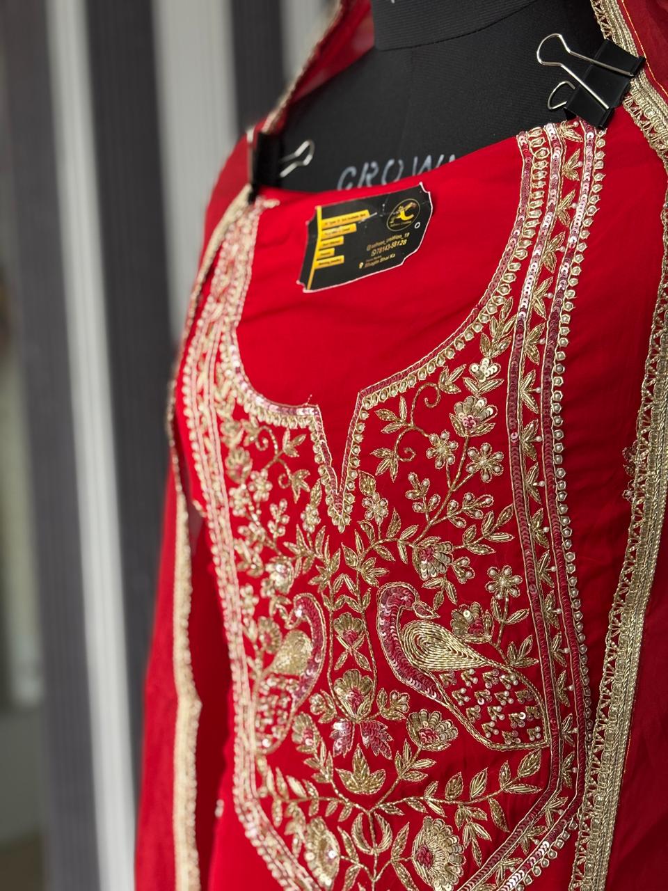 Red Suit | Creape Stuff | Wedding Suit | Jaggo Wear | Party Wear 