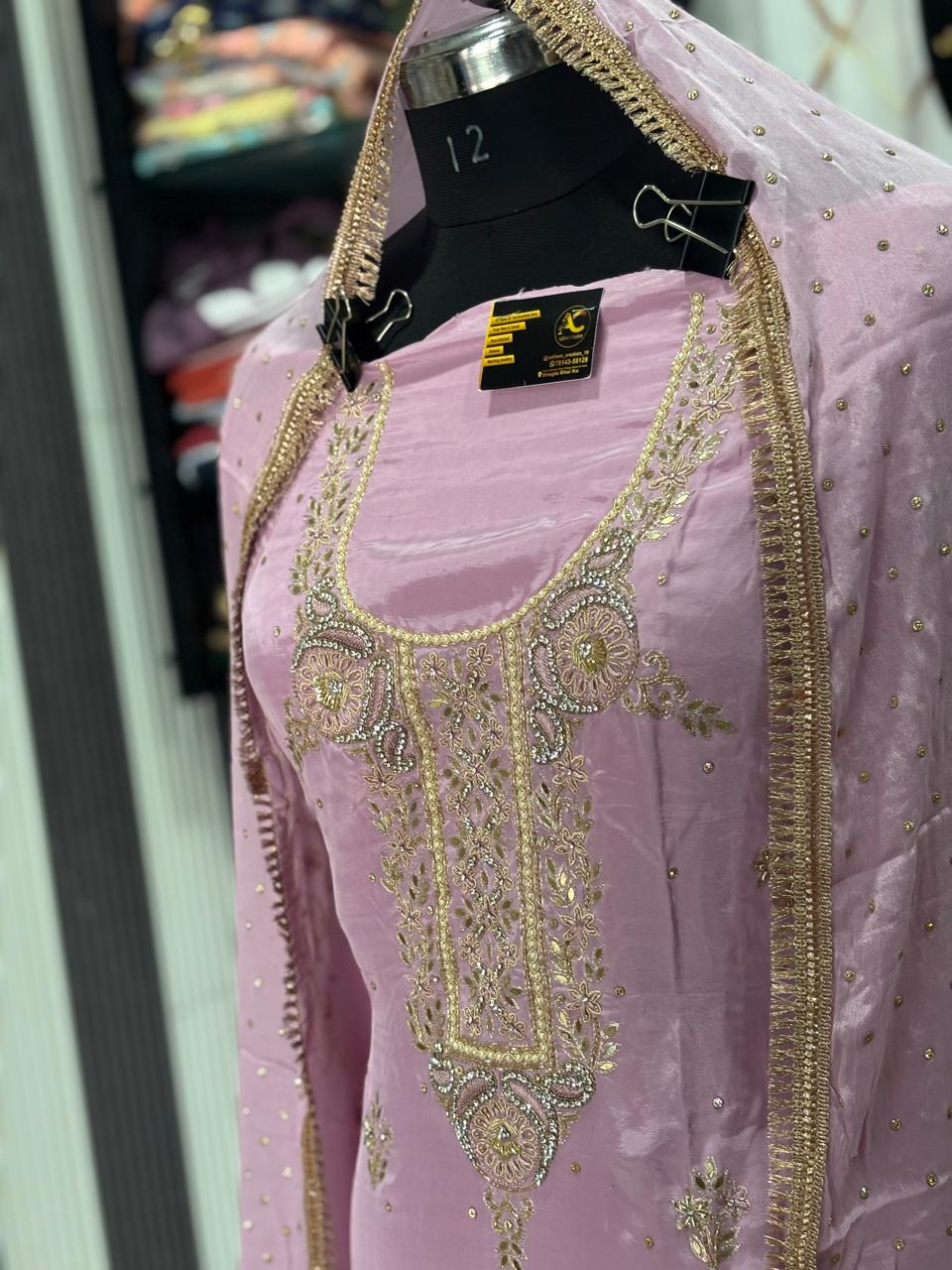 AC205 | Baby Pink Shade | Creape Fabric | Party Wear | Jaggo | Festivel Suit