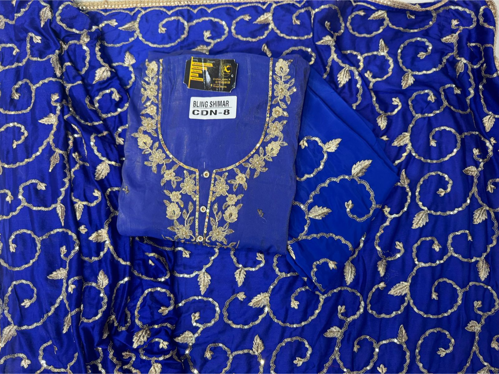 AC232 | Blue Embroidered Suit | Jal Work | Shimmer Stuff | Party Wear | Ring Ceremony Wear