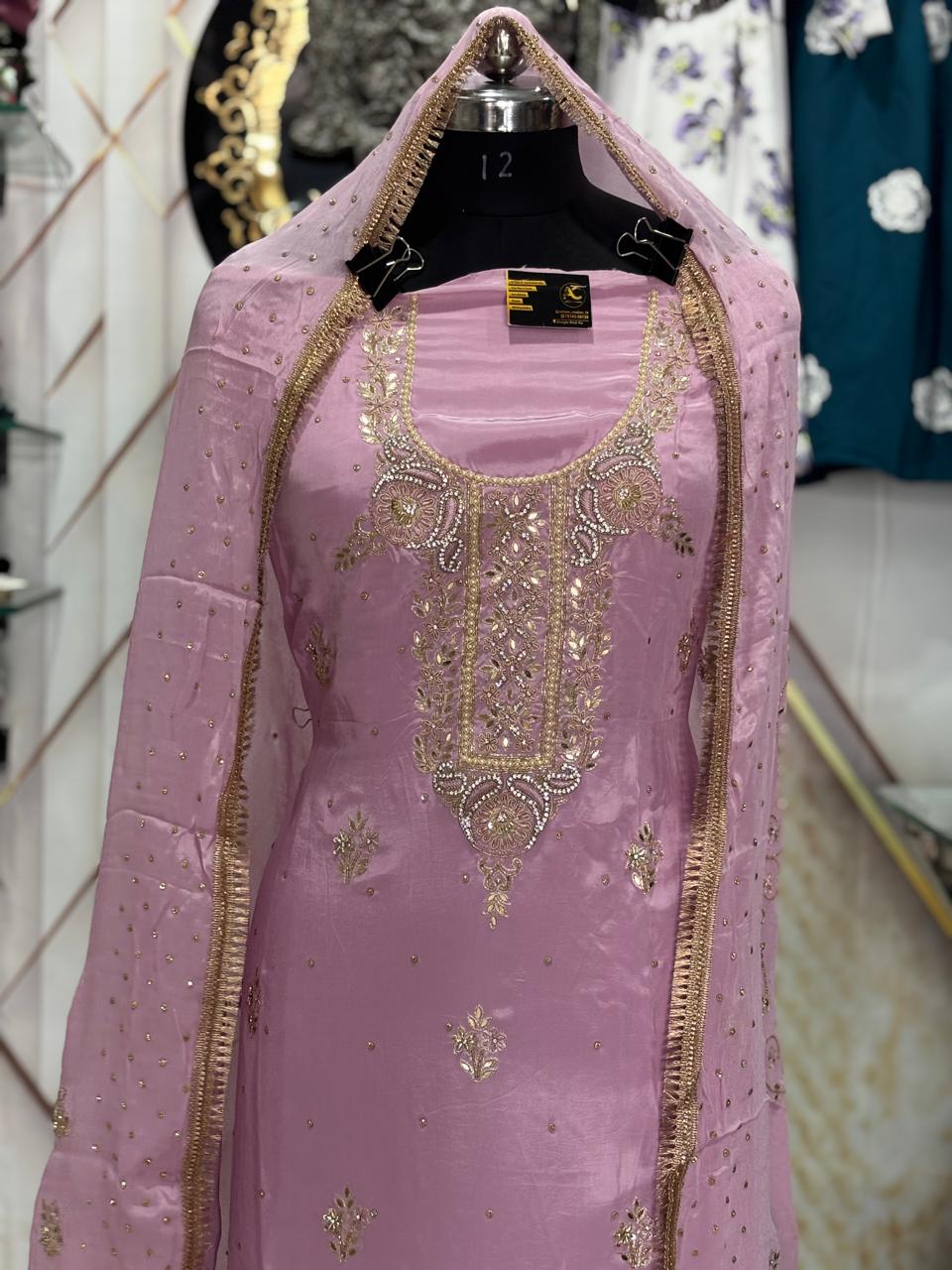 AC205 | Baby Pink Shade | Creape Fabric | Party Wear | Jaggo | Festivel Suit