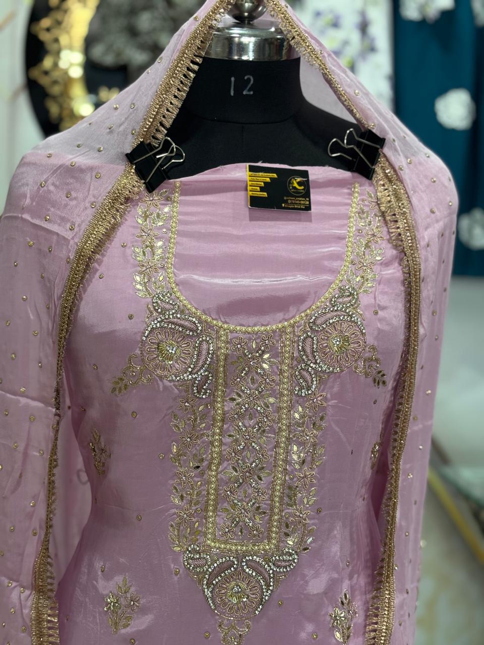 AC205 | Baby Pink Shade | Creape Fabric | Party Wear | Jaggo | Festivel Suit
