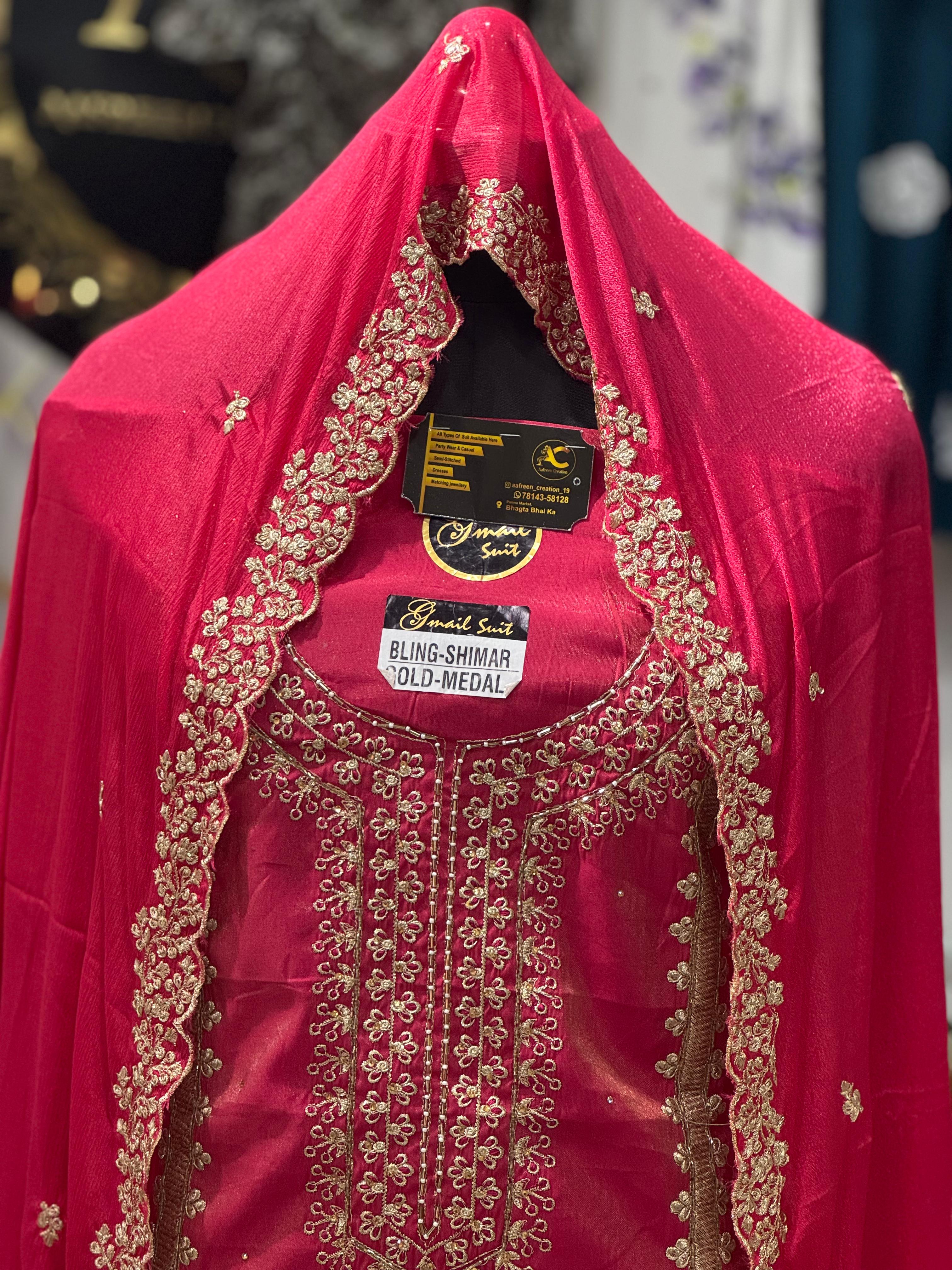 AC186 | Pink Shade Suit | Shimmer Stuff | Hand Work | Jaggo  Wear | Party Wear | Ring Ceremony | 