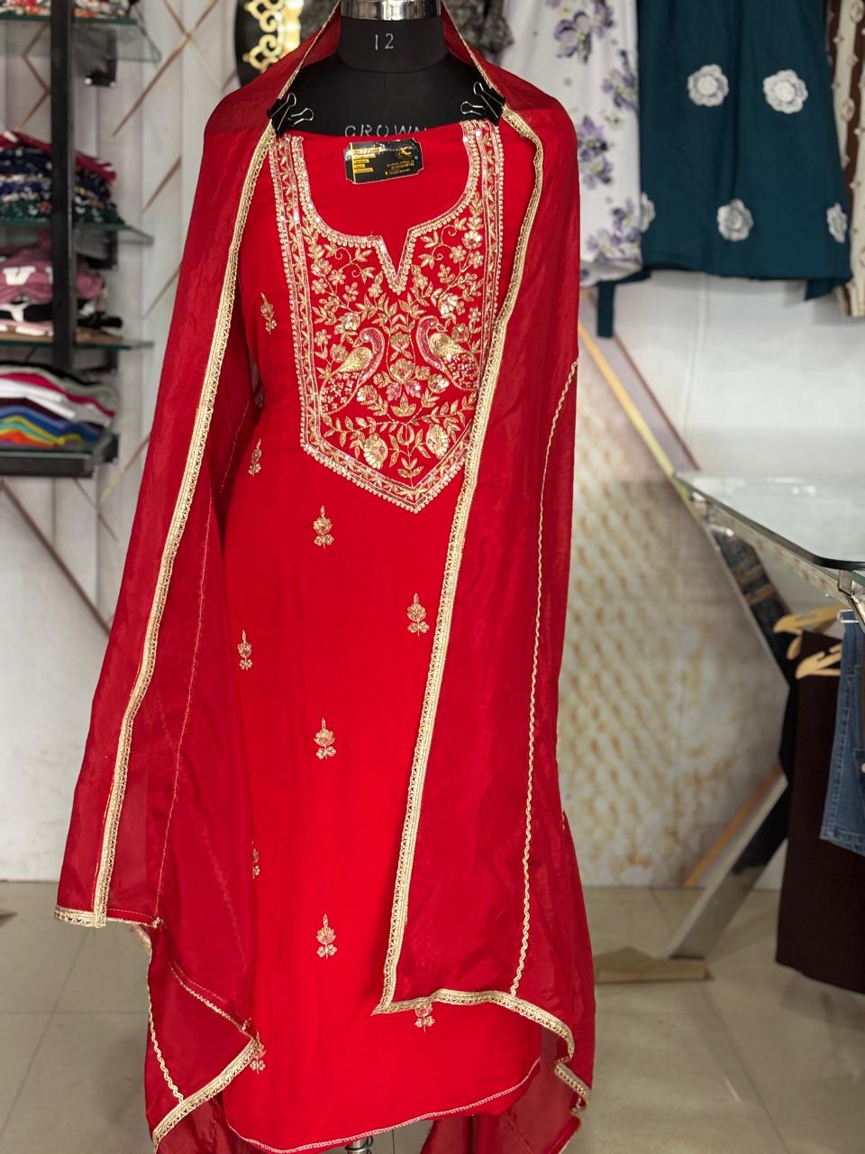 Red Suit | Creape Stuff | Wedding Suit | Jaggo Wear | Party Wear 