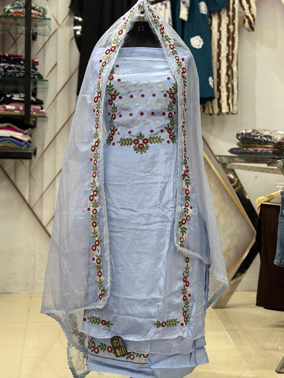 AC183 | Light Blue Suit | Festivel Suit | Jaggo  | Office Wear | Casual Suit | Party Wear | Machine Work 