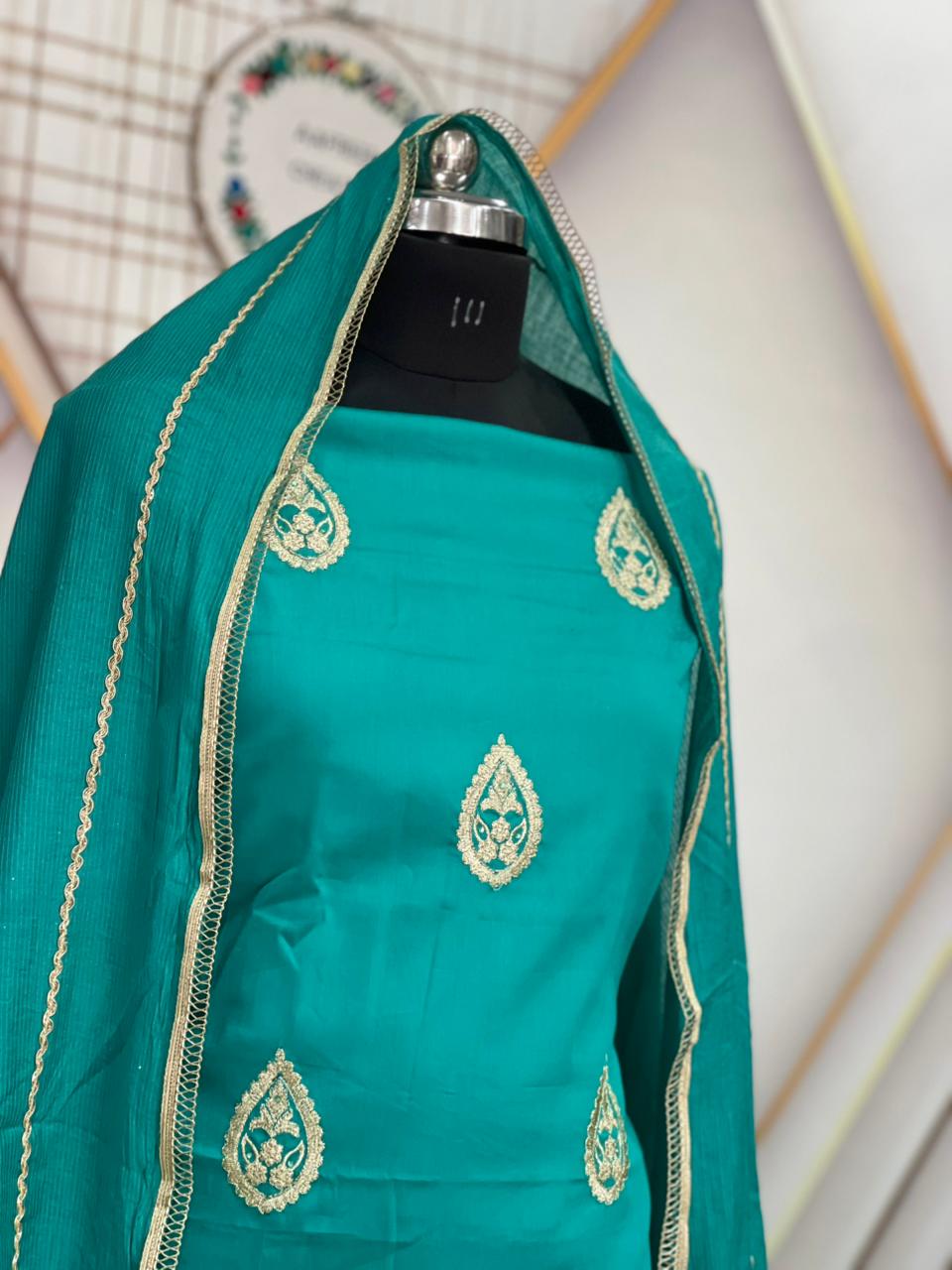 Embroidered Suit | Zari Word | Greace Cotton | New Artical