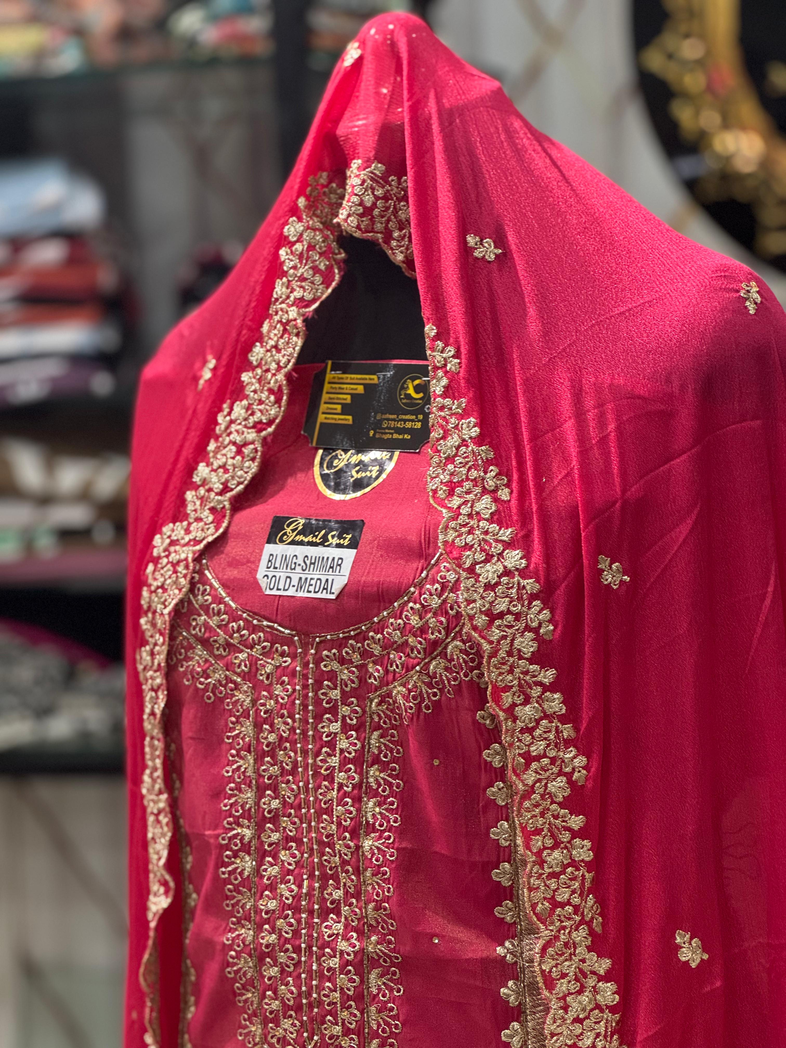 AC186 | Pink Shade Suit | Shimmer Stuff | Hand Work | Jaggo  Wear | Party Wear | Ring Ceremony | 