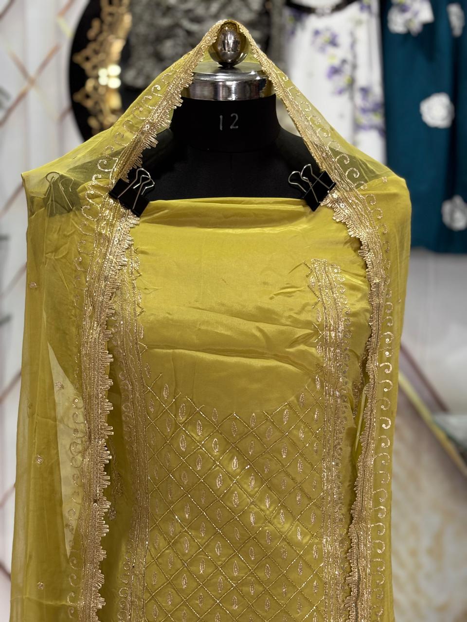 AC206 | Light Lemon Suit | Hand work | Festivel Suit | Party Wear | Office Wear 